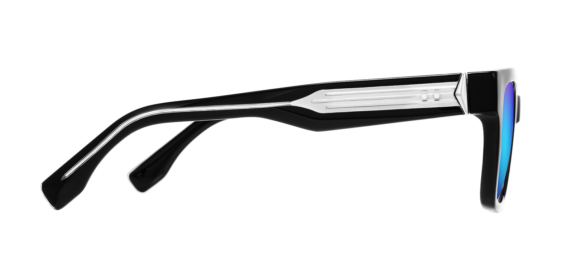 Side of Nimble in Black with Blue Mirrored Lenses