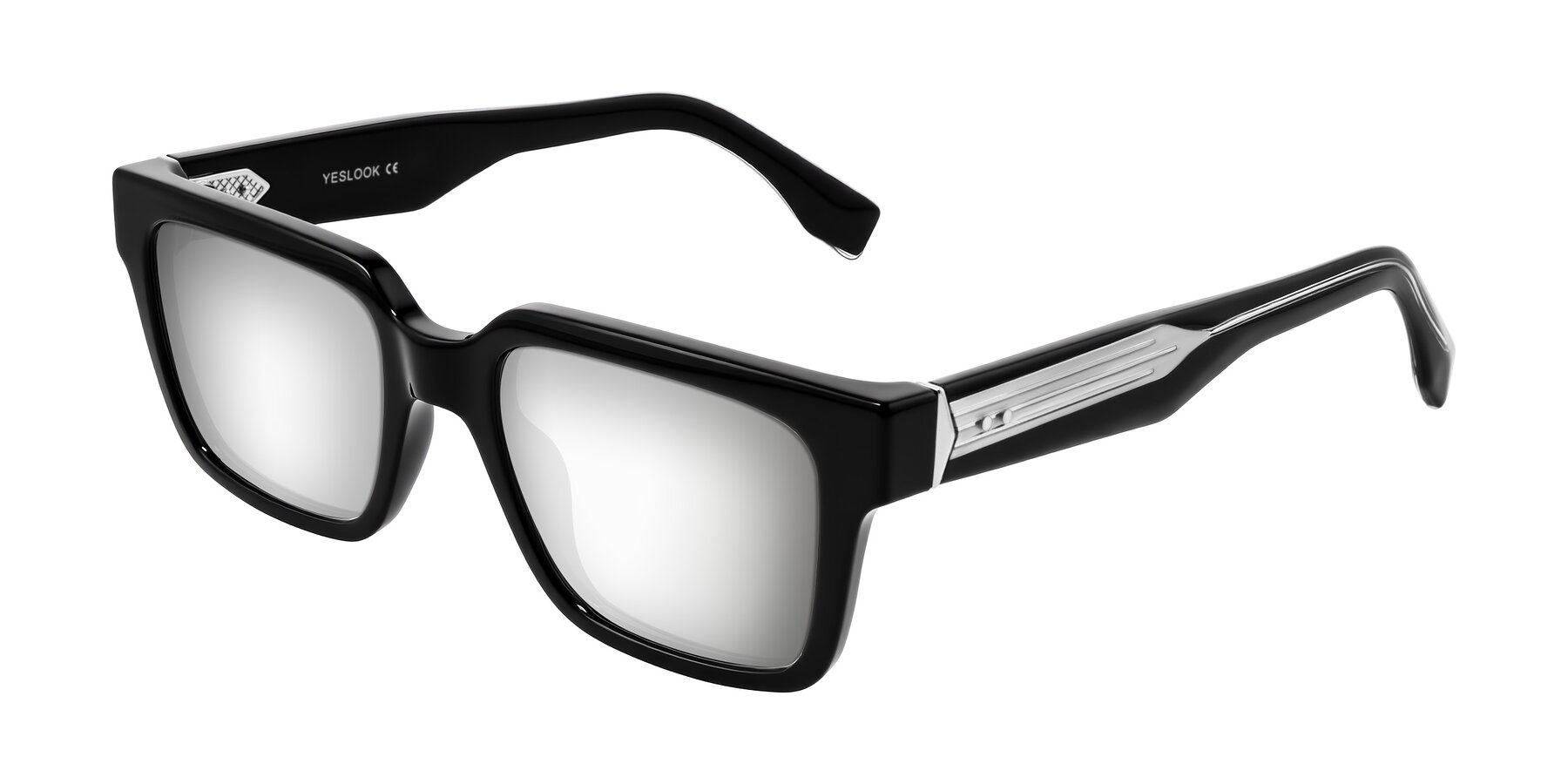 Angle of Nimble in Black with Silver Mirrored Lenses