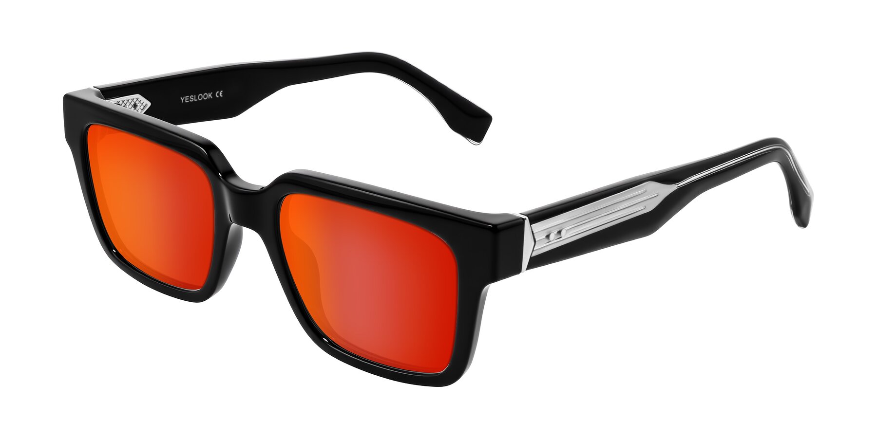 Angle of Nimble in Black with Red Gold Mirrored Lenses