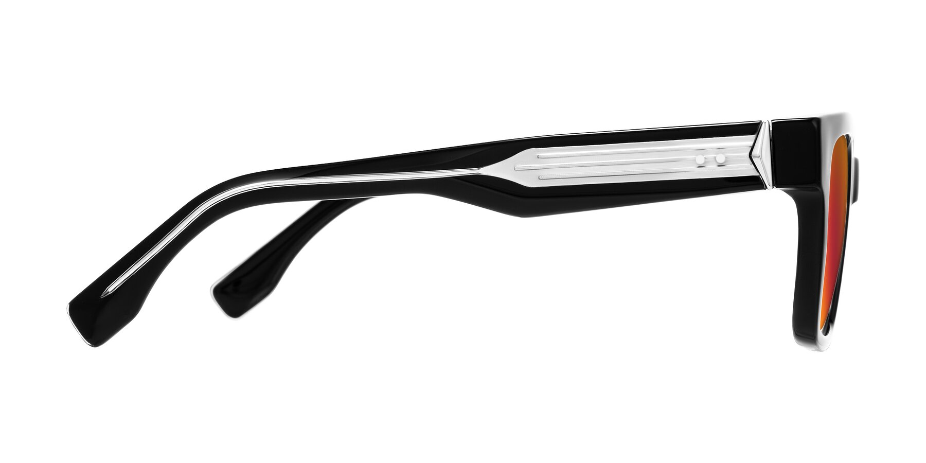 Side of Nimble in Black with Red Gold Mirrored Lenses