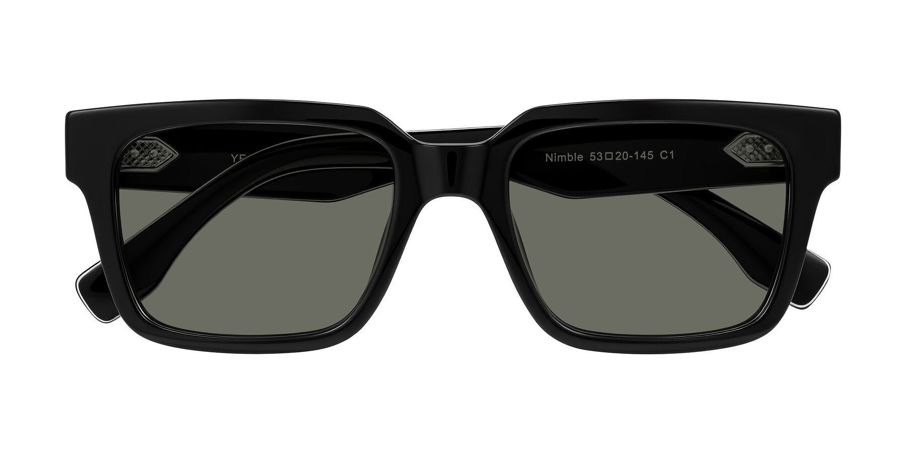 Folded Front of Nimble in Black with Gray Polarized Lenses