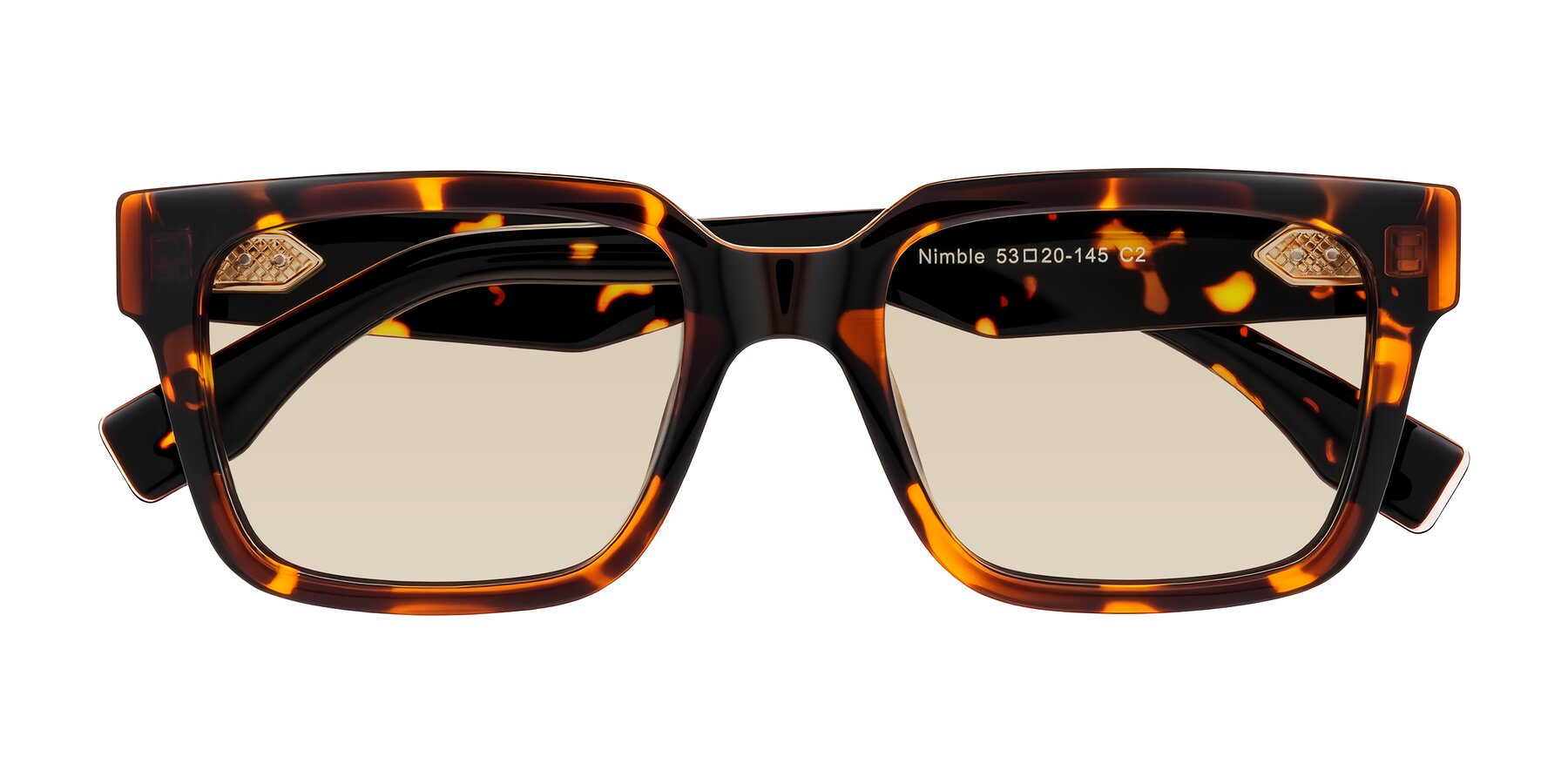 Folded Front of Nimble in Tortoise with Light Brown Tinted Lenses