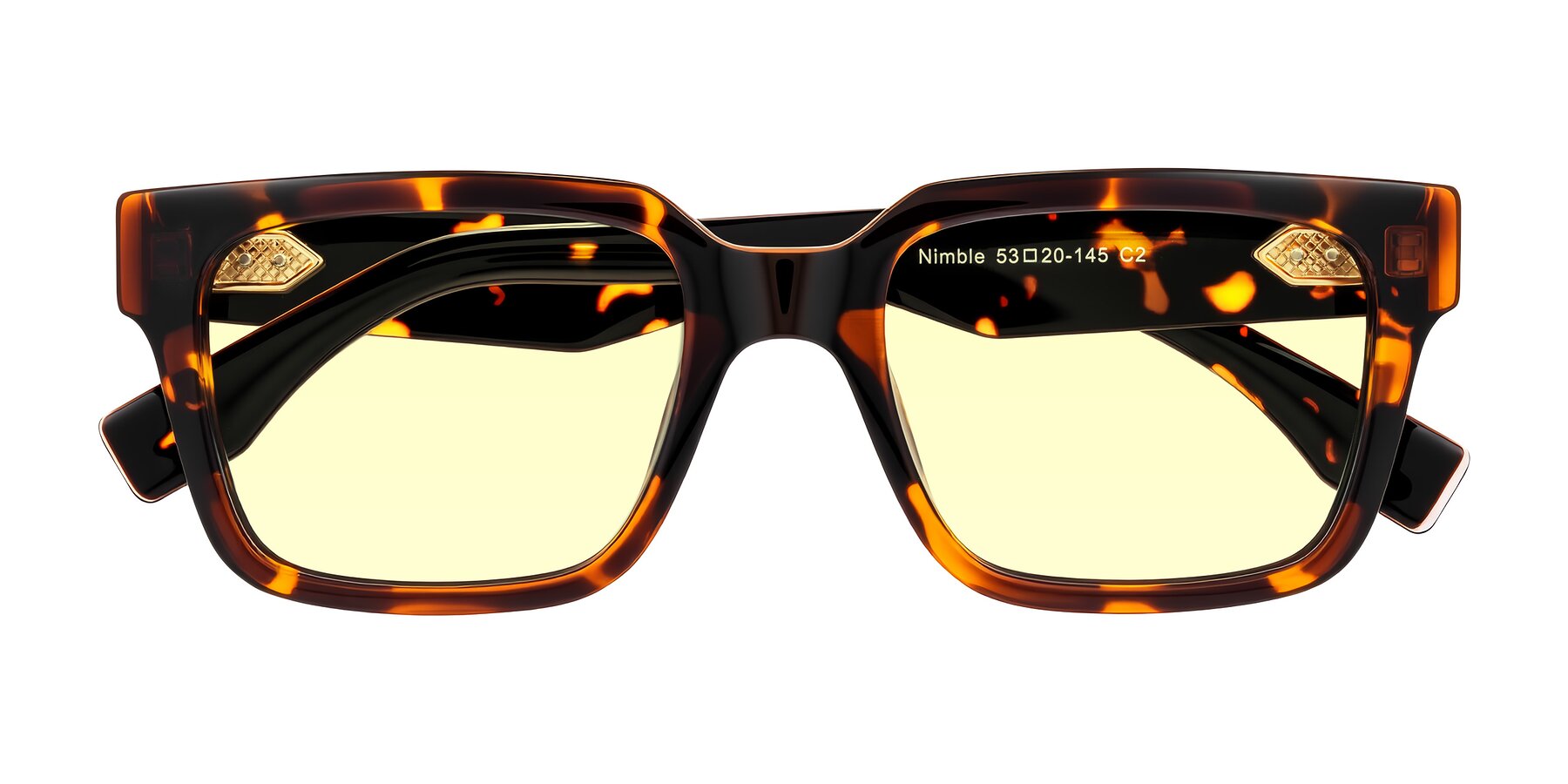 Folded Front of Nimble in Tortoise with Light Yellow Tinted Lenses