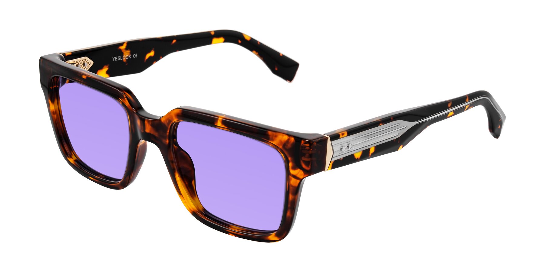 Angle of Nimble in Tortoise with Medium Purple Tinted Lenses