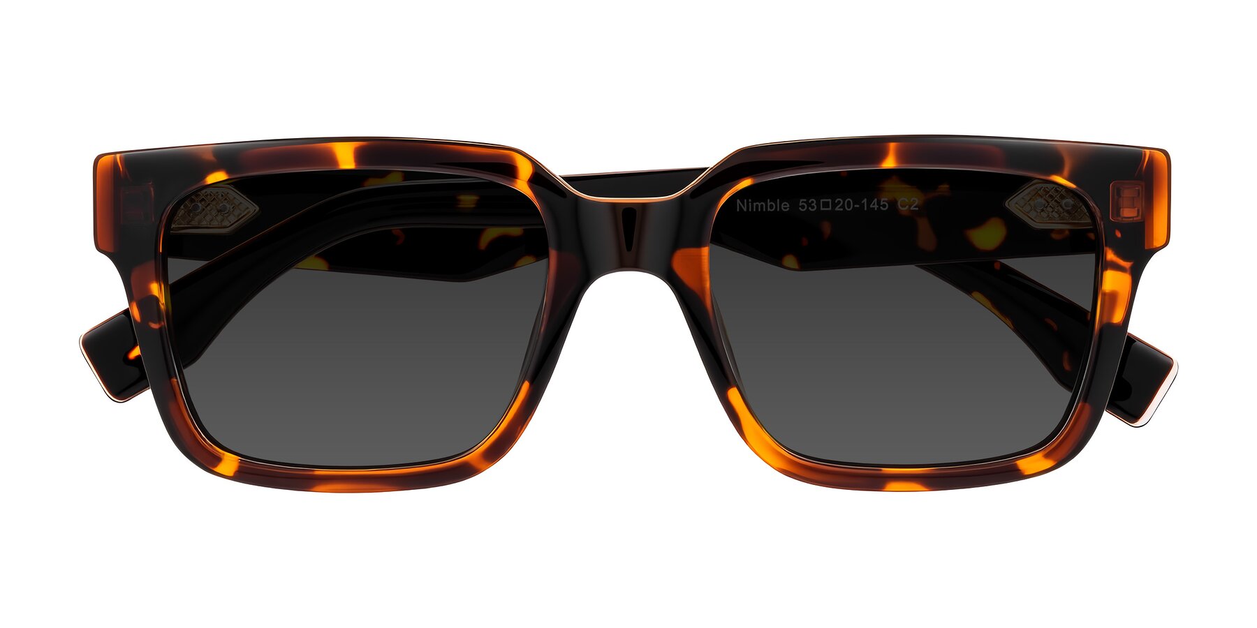 Folded Front of Nimble in Tortoise with Gray Tinted Lenses