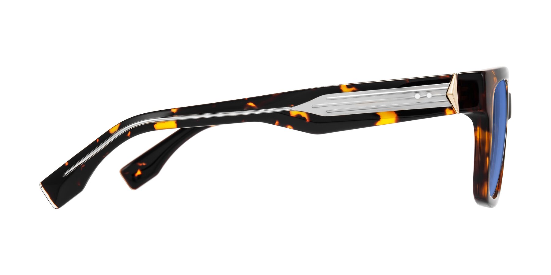 Side of Nimble in Tortoise with Blue Tinted Lenses