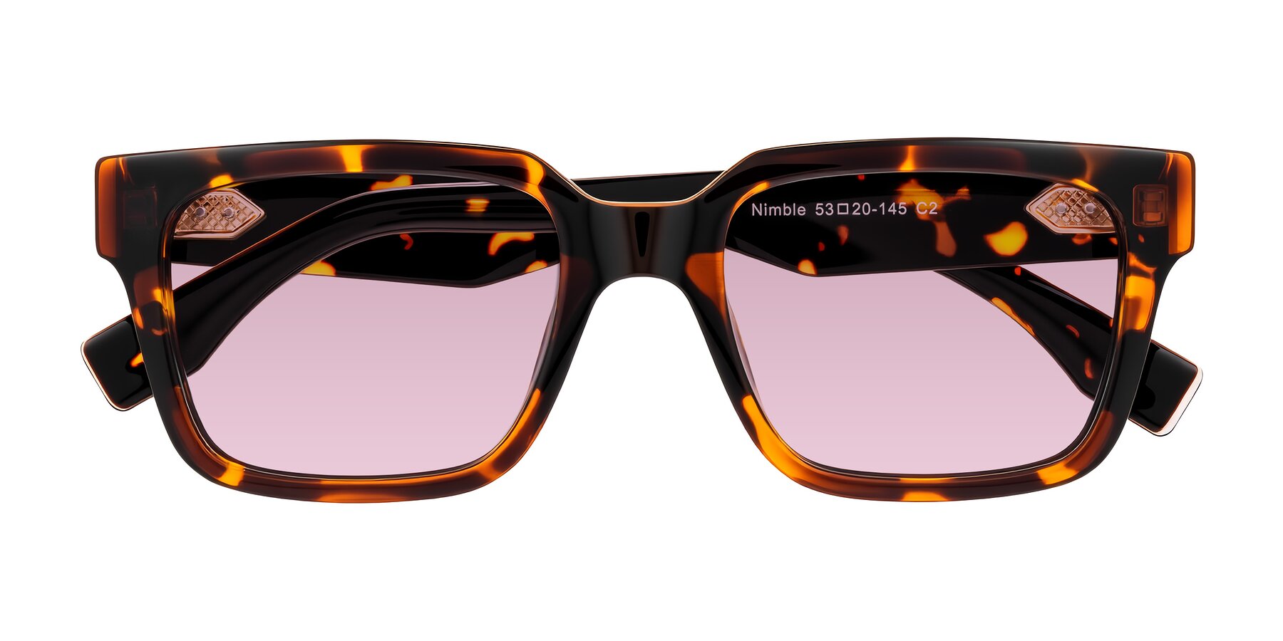 Folded Front of Nimble in Tortoise with Light Wine Tinted Lenses