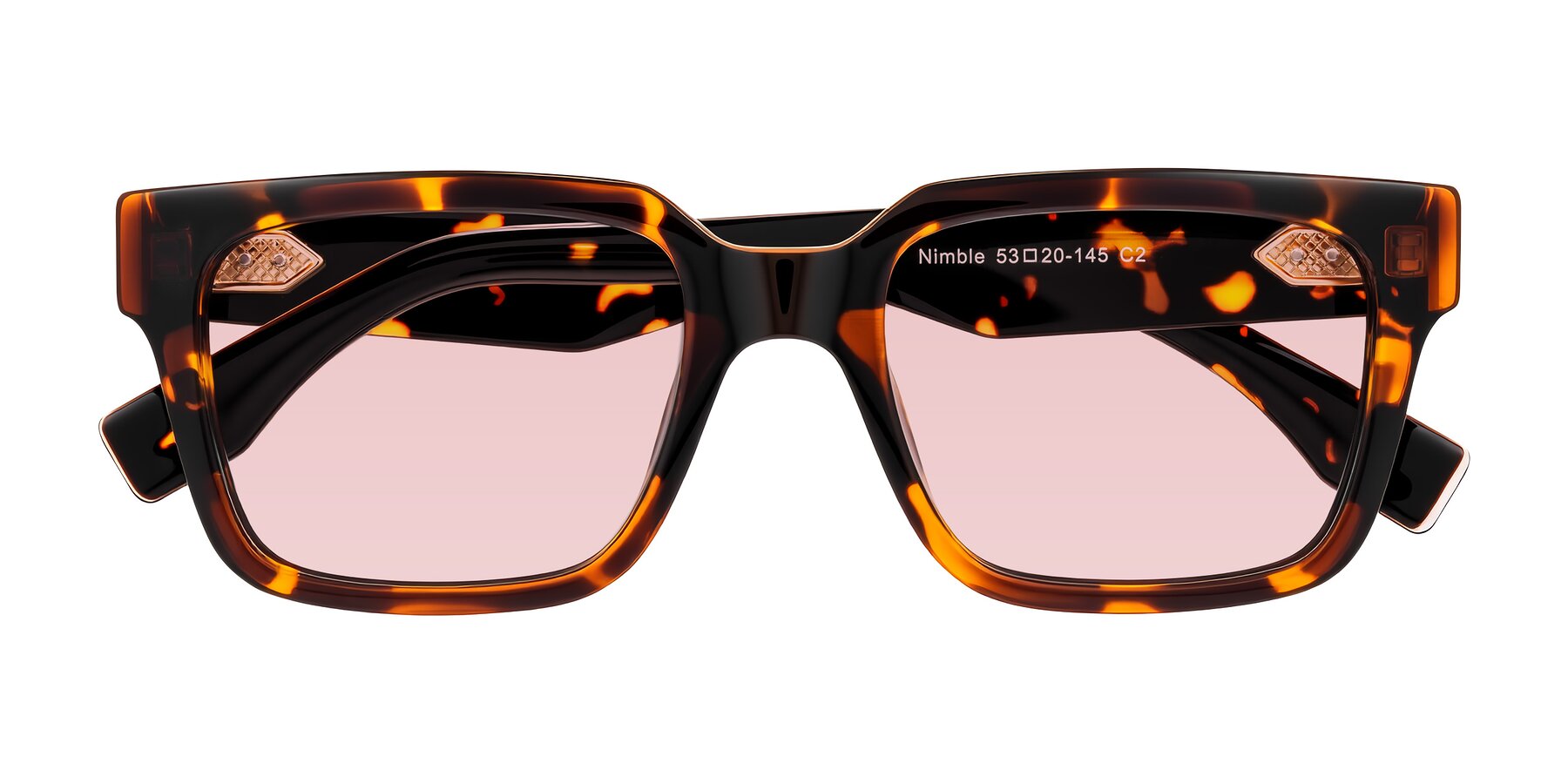 Folded Front of Nimble in Tortoise with Light Garnet Tinted Lenses