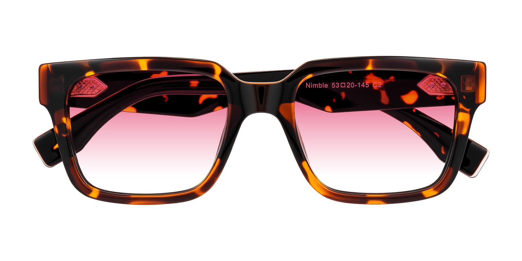 Folded Front of Nimble in Tortoise with Pink Gradient Lenses