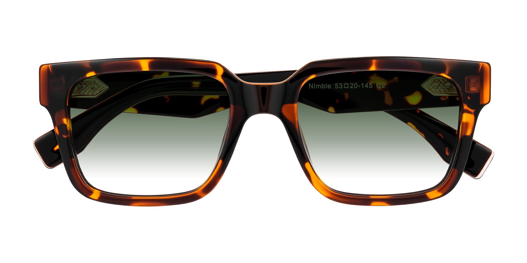 Folded Front of Nimble in Tortoise with Green Gradient Lenses