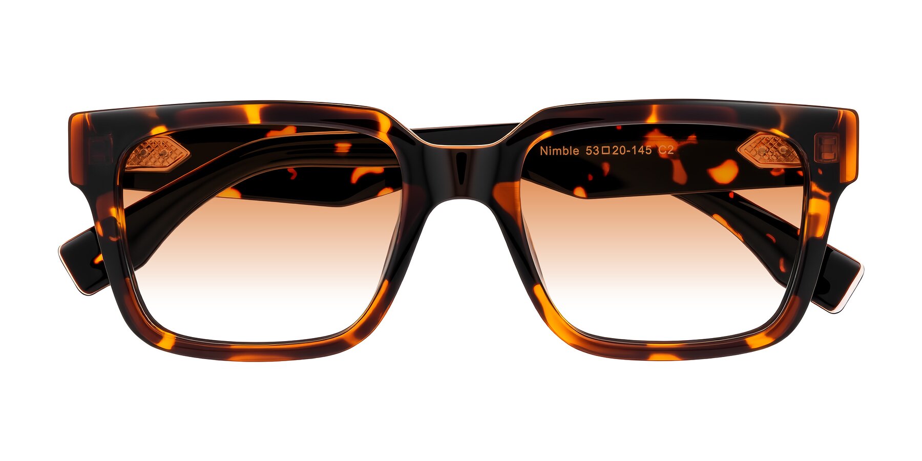 Folded Front of Nimble in Tortoise with Orange Gradient Lenses