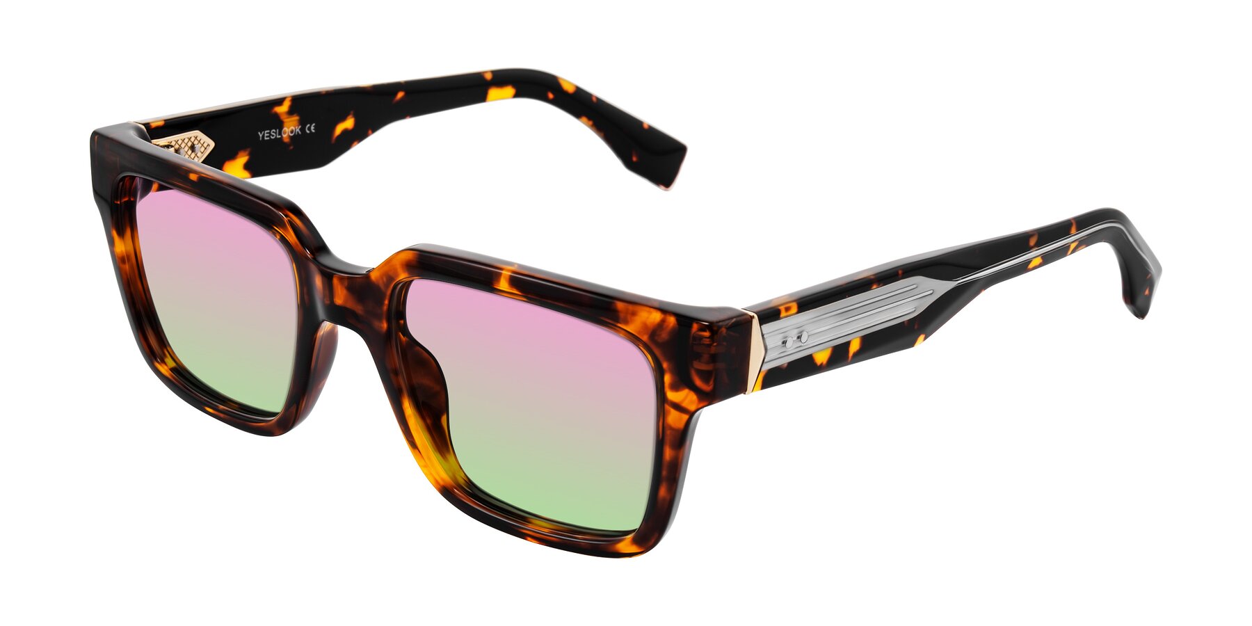 Angle of Nimble in Tortoise with Pink / Green Gradient Lenses