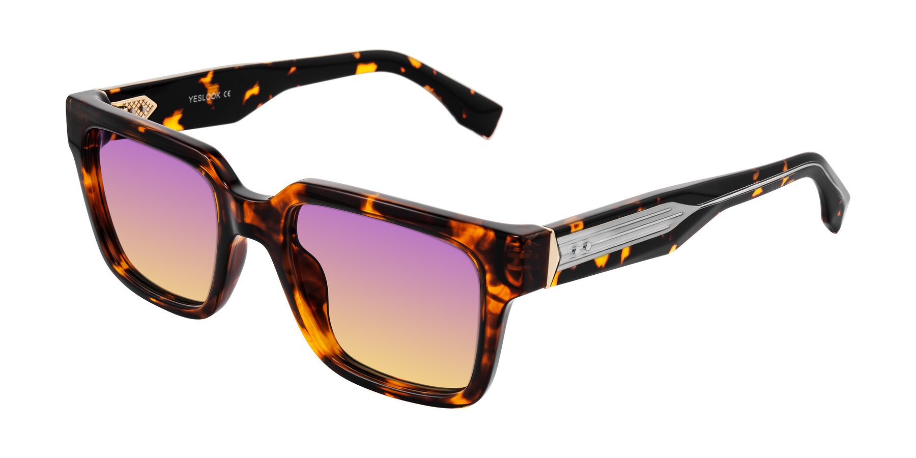 Angle of Nimble in Tortoise with Purple / Yellow Gradient Lenses