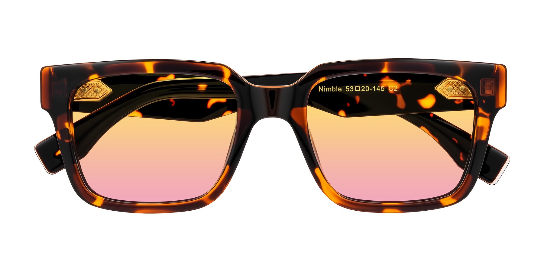 Folded Front of Nimble in Tortoise with Yellow / Pink Gradient Lenses