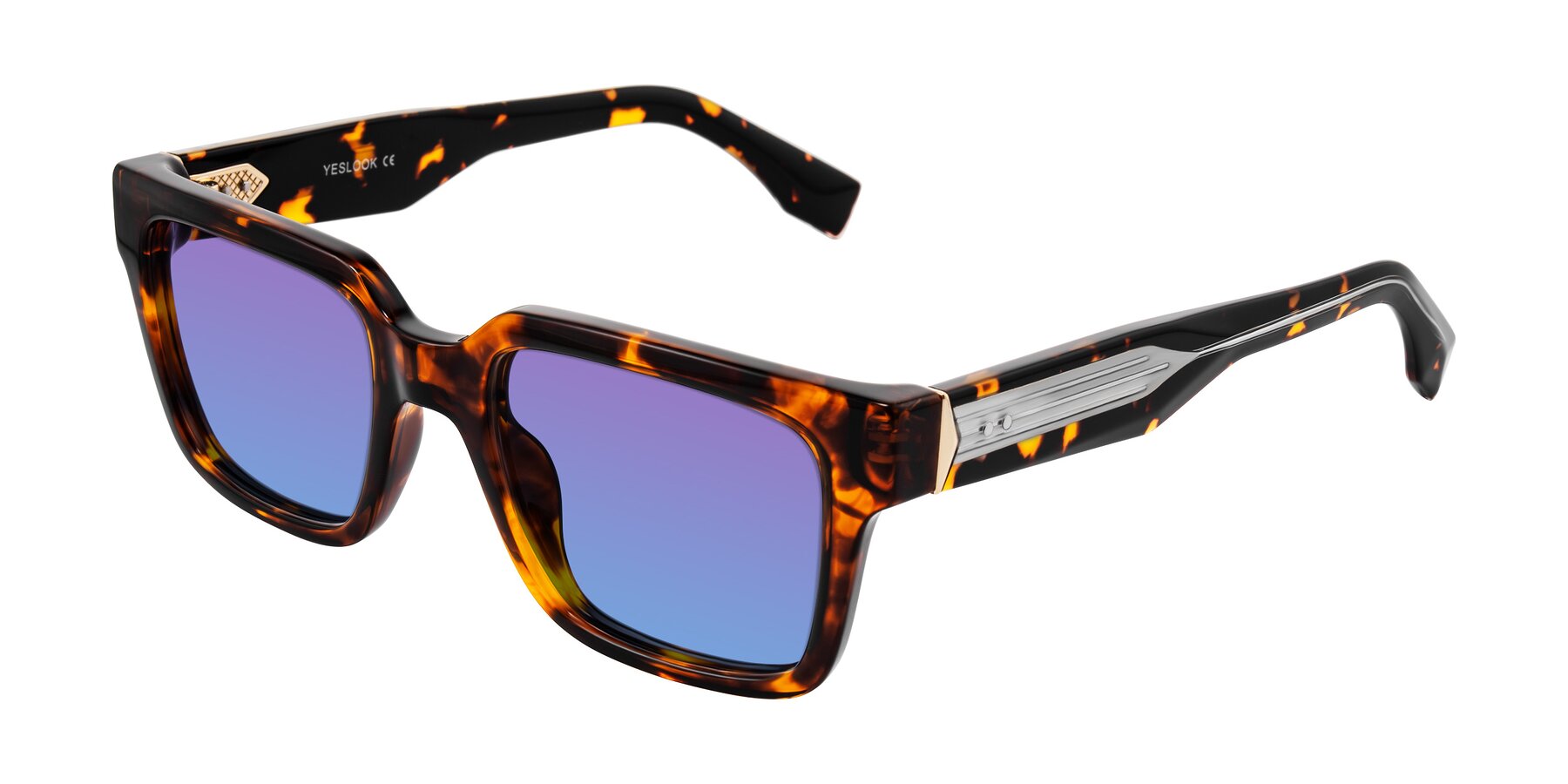 Angle of Nimble in Tortoise with Purple / Blue Gradient Lenses
