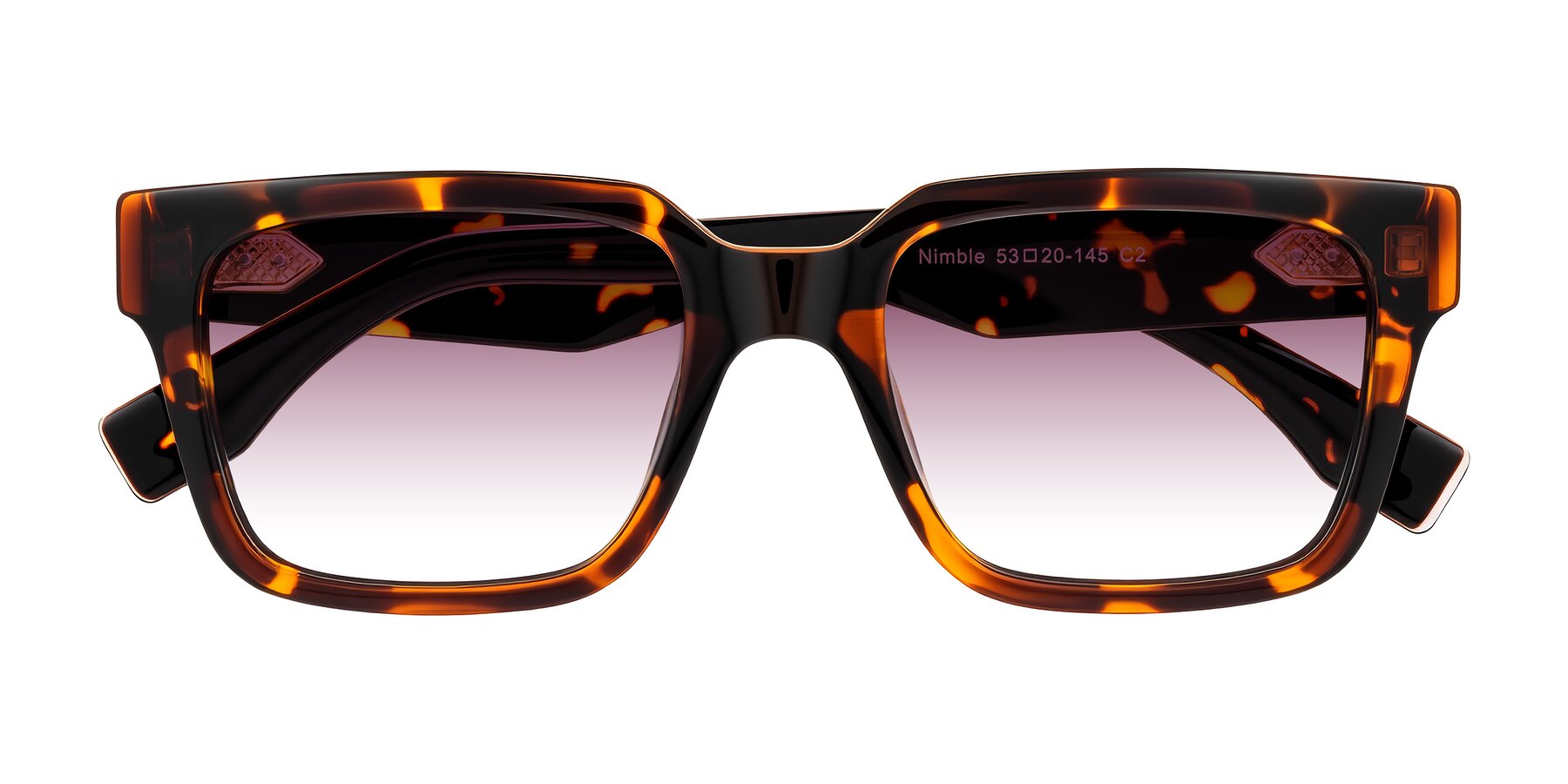 Folded Front of Nimble in Tortoise with Wine Gradient Lenses