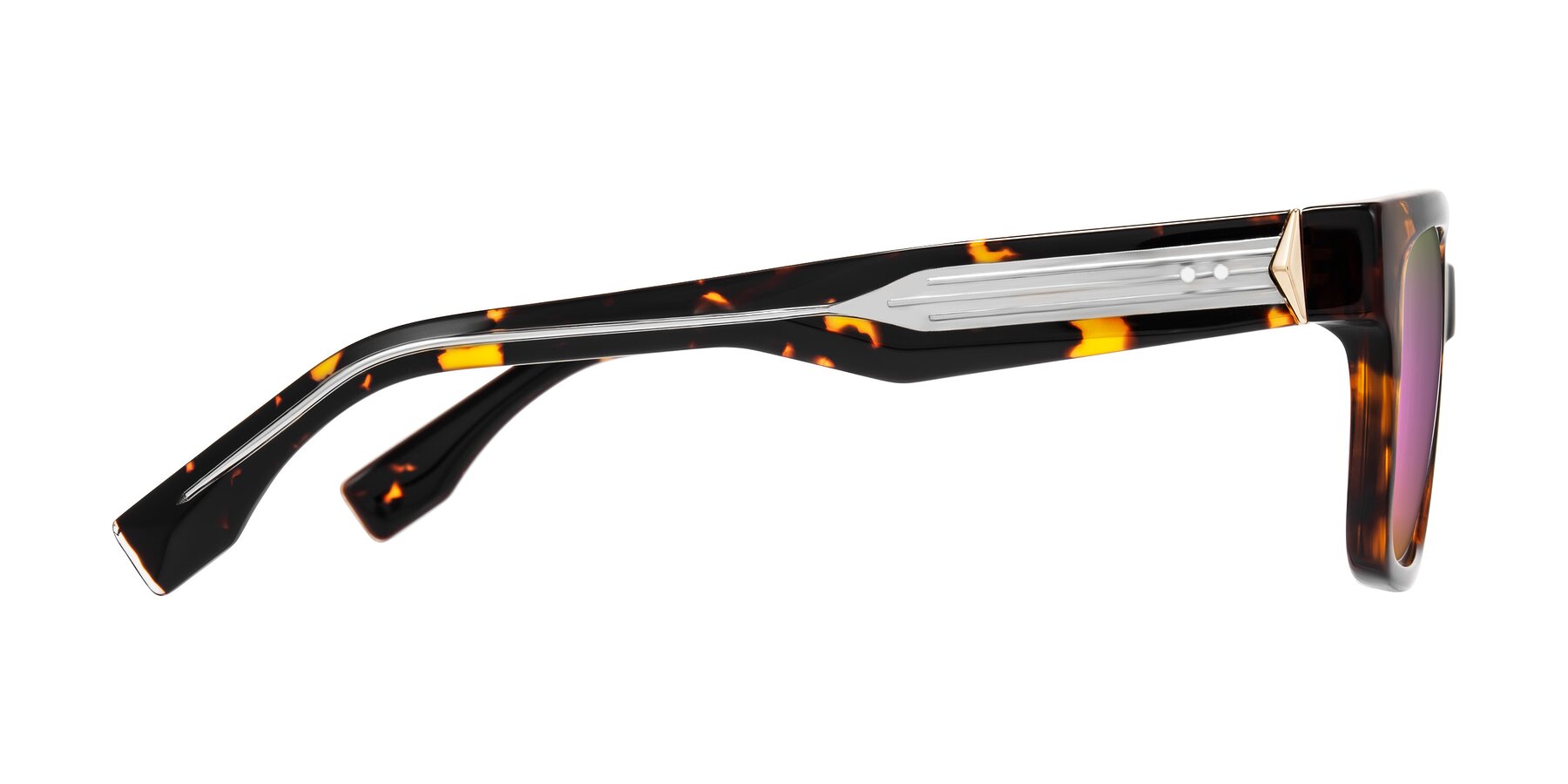 Side of Nimble in Tortoise with Pink Mirrored Lenses