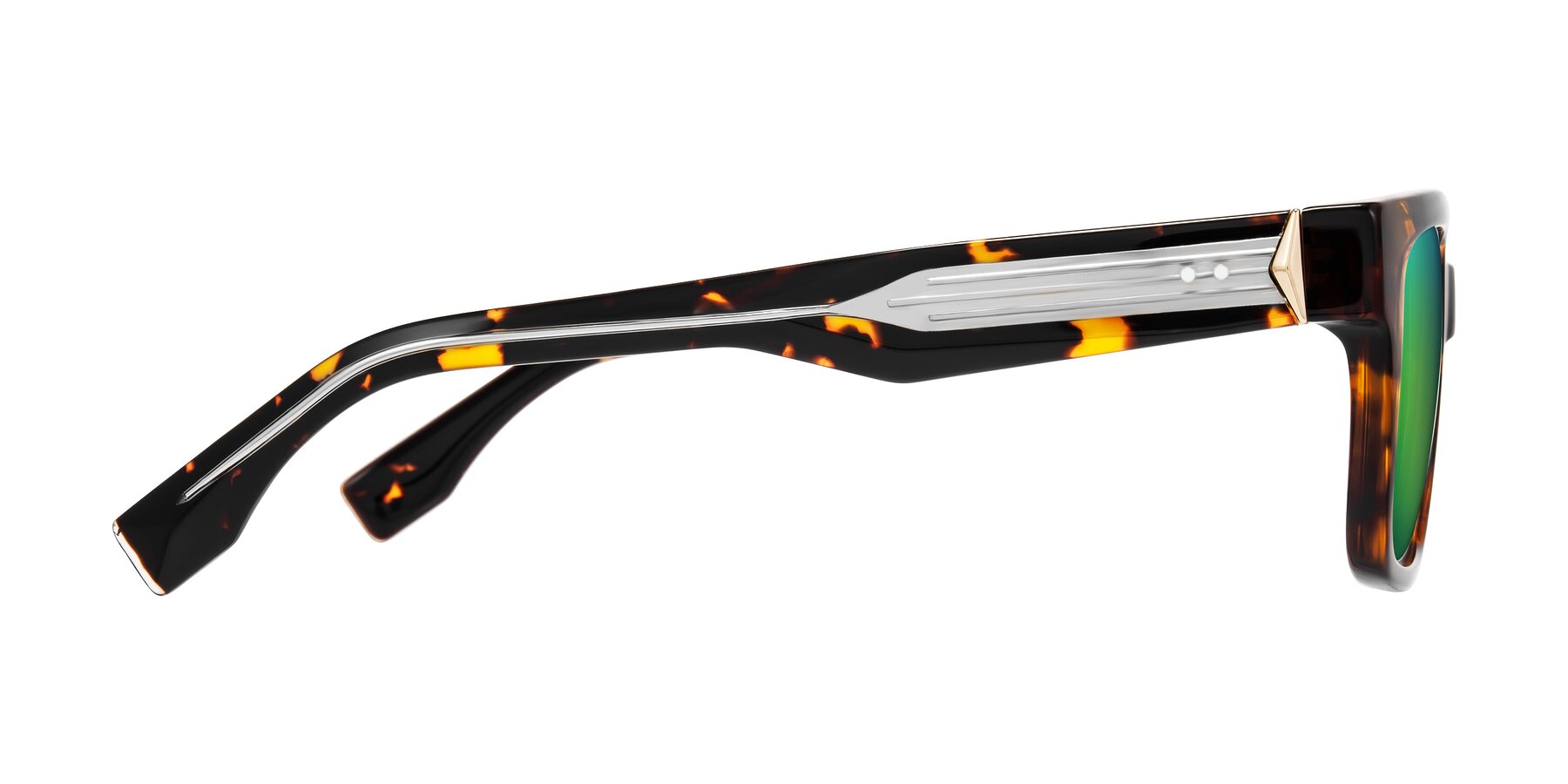 Side of Nimble in Tortoise with Green Mirrored Lenses