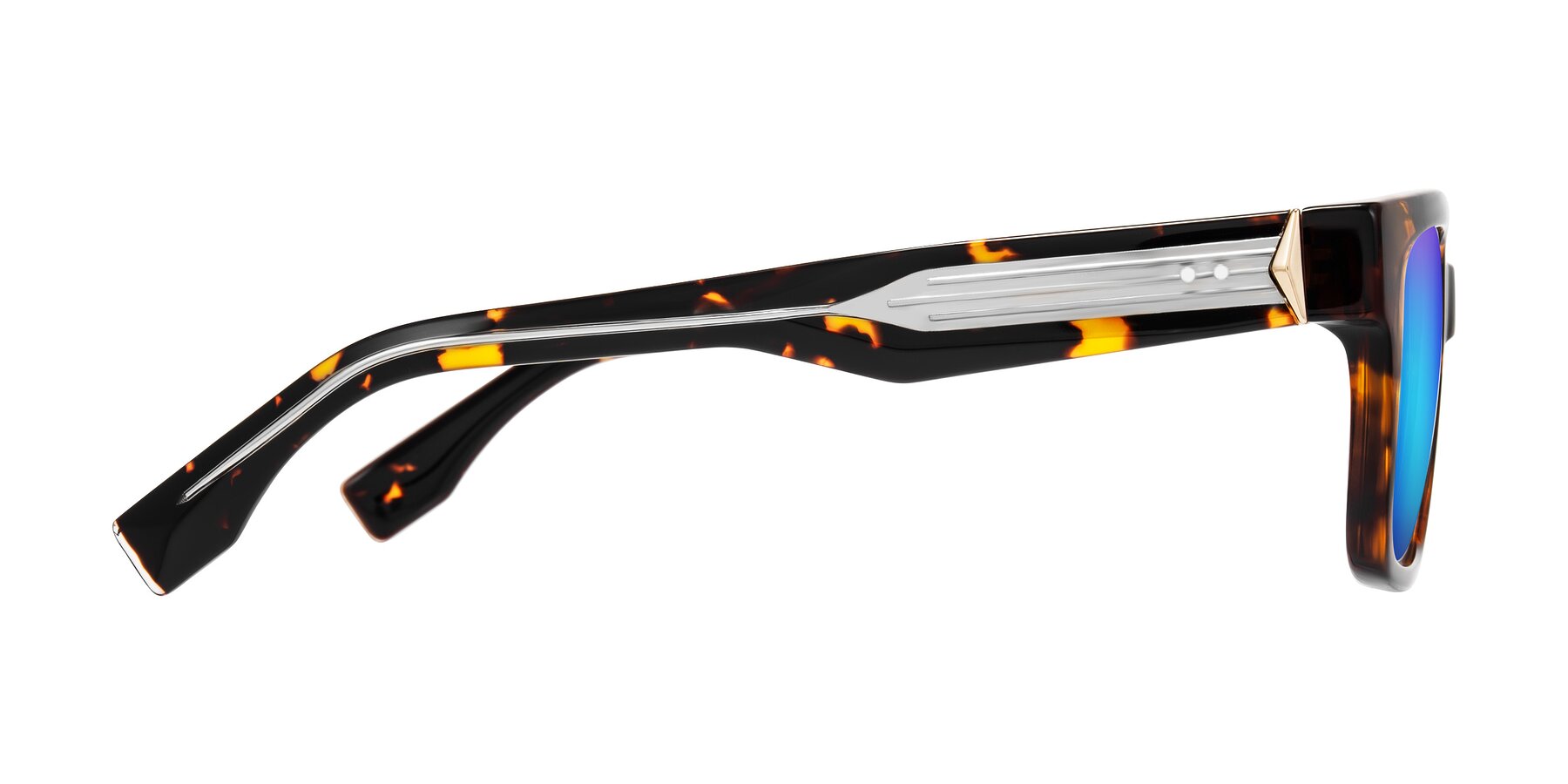 Side of Nimble in Tortoise with Blue Mirrored Lenses