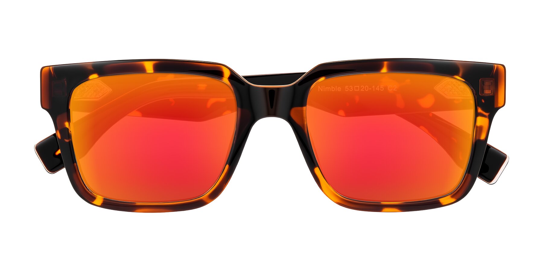Folded Front of Nimble in Tortoise with Red Gold Mirrored Lenses