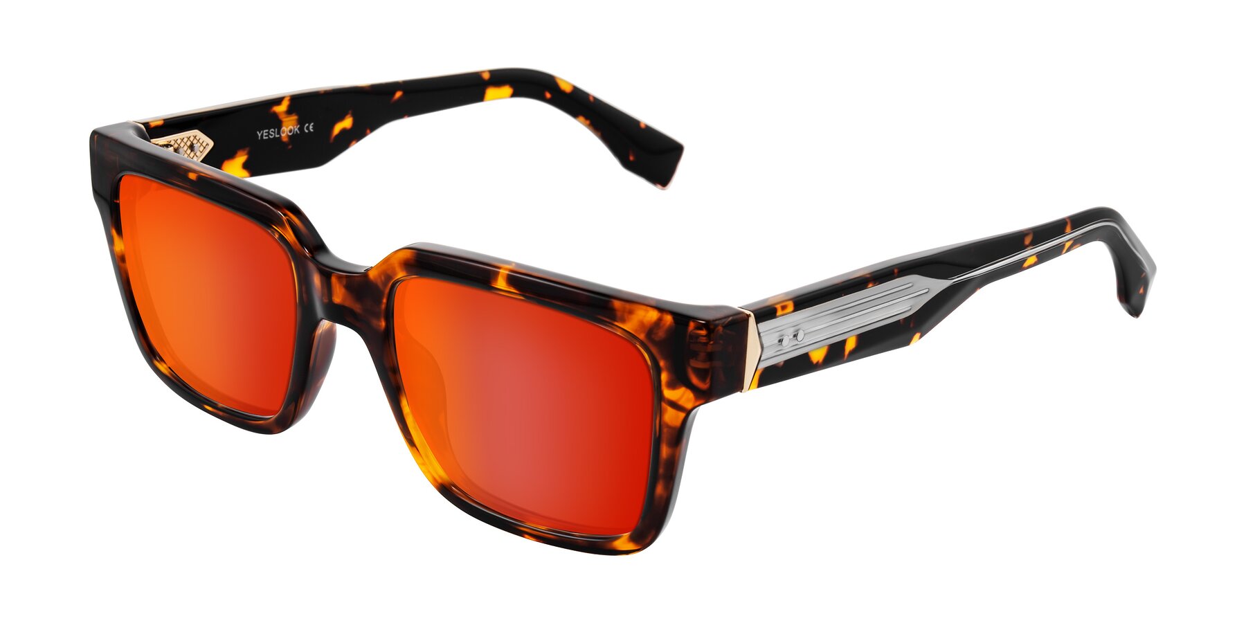 Angle of Nimble in Tortoise with Red Gold Mirrored Lenses
