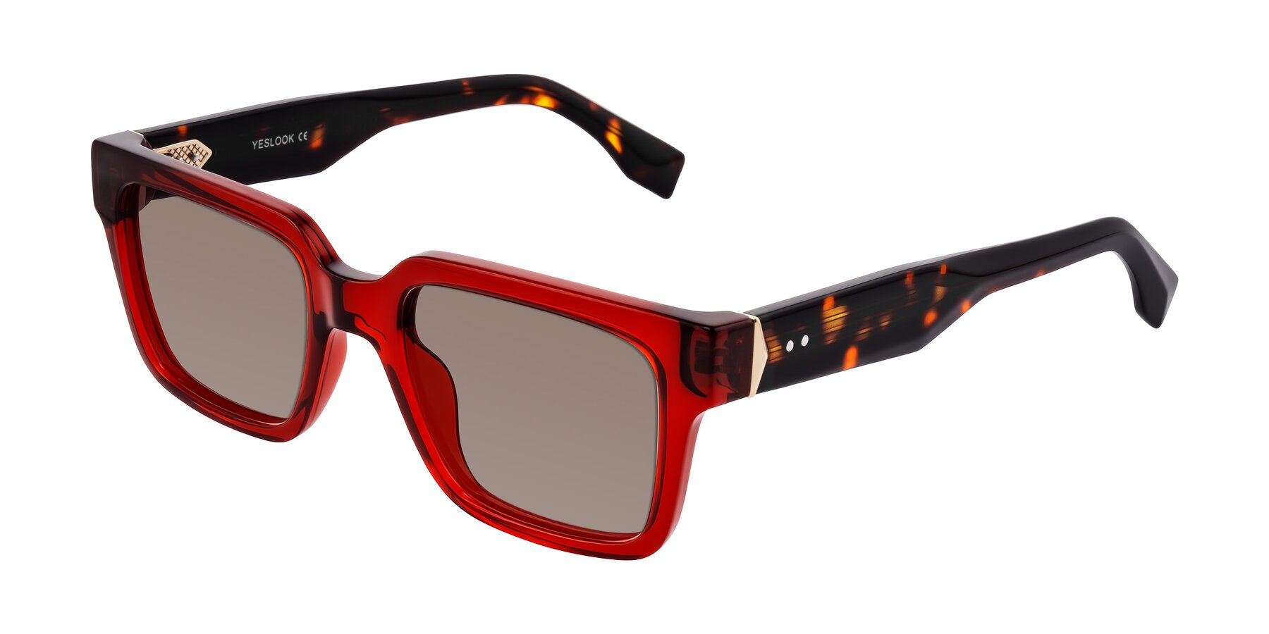 Angle of Nimble in Wine/Tortoise with Medium Brown Tinted Lenses