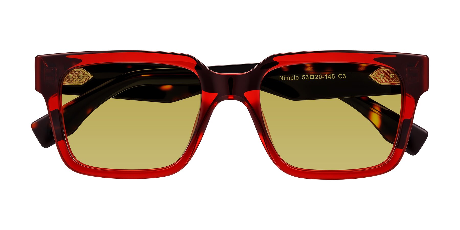 Folded Front of Nimble in Wine/Tortoise with Champagne Tinted Lenses
