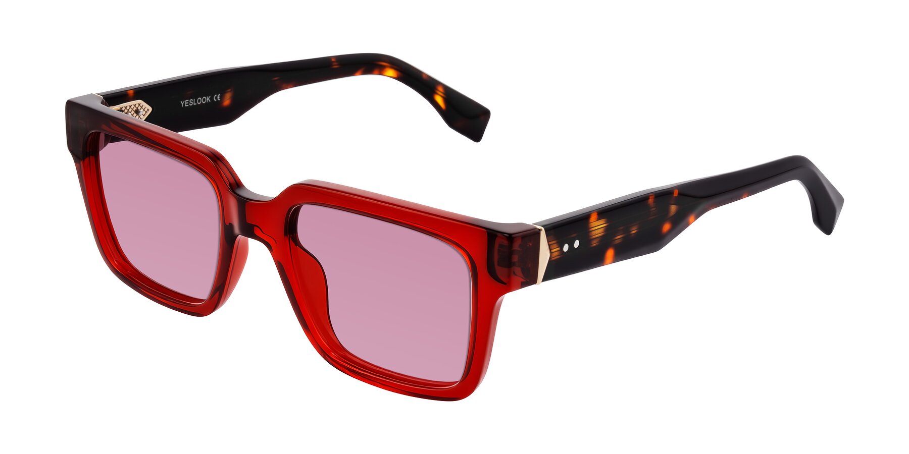 Angle of Nimble in Wine/Tortoise with Medium Wine Tinted Lenses