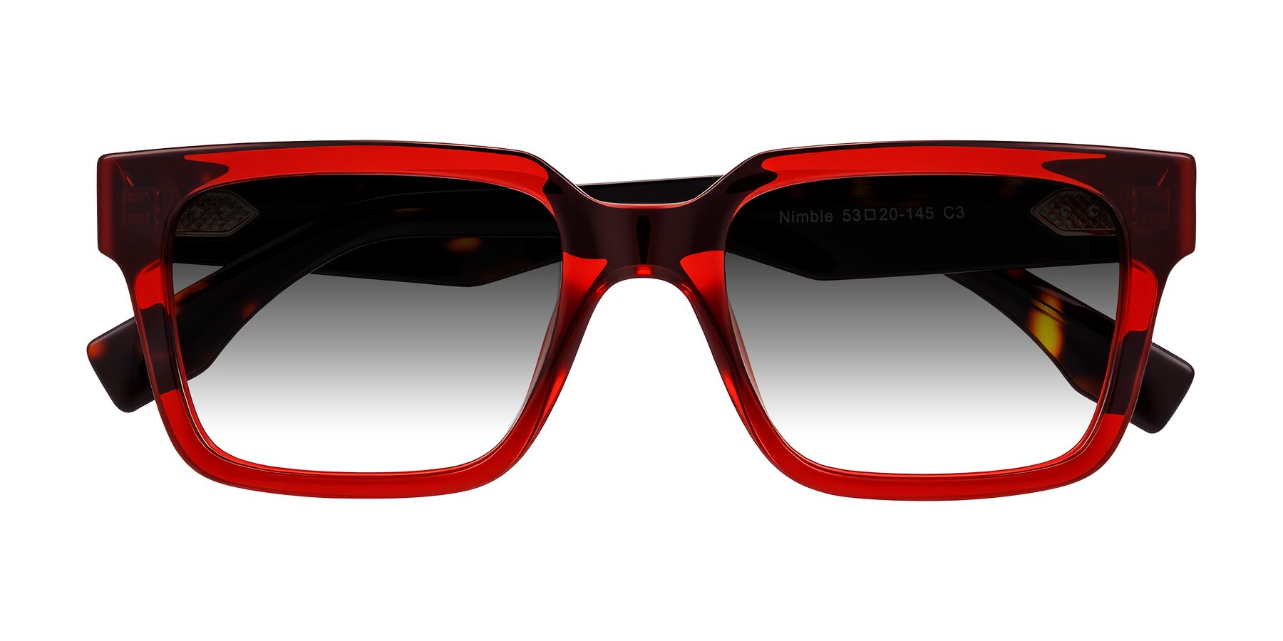 Folded Front of Nimble in Wine/Tortoise with Gray Gradient Lenses