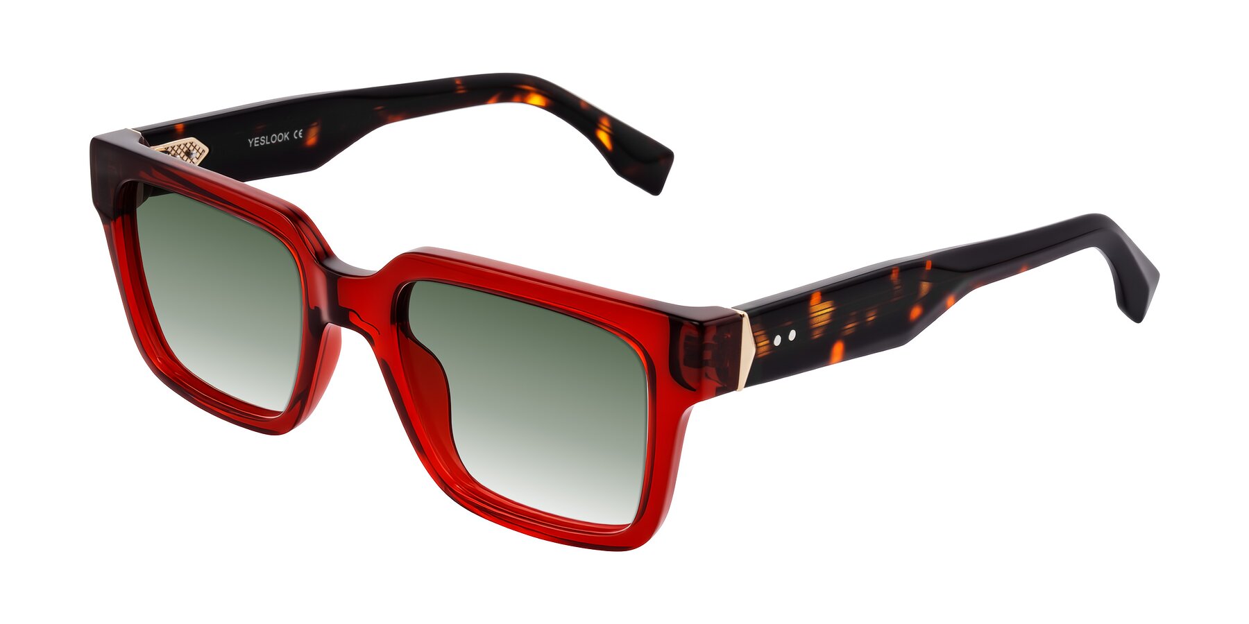 Angle of Nimble in Wine/Tortoise with Green Gradient Lenses