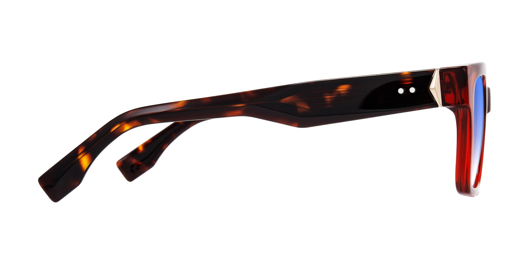Side of Nimble in Wine/Tortoise with Blue Gradient Lenses