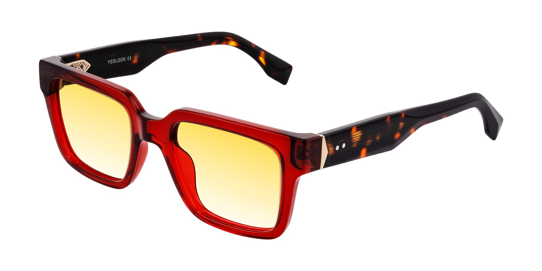 Angle of Nimble in Wine/Tortoise with Yellow Gradient Lenses