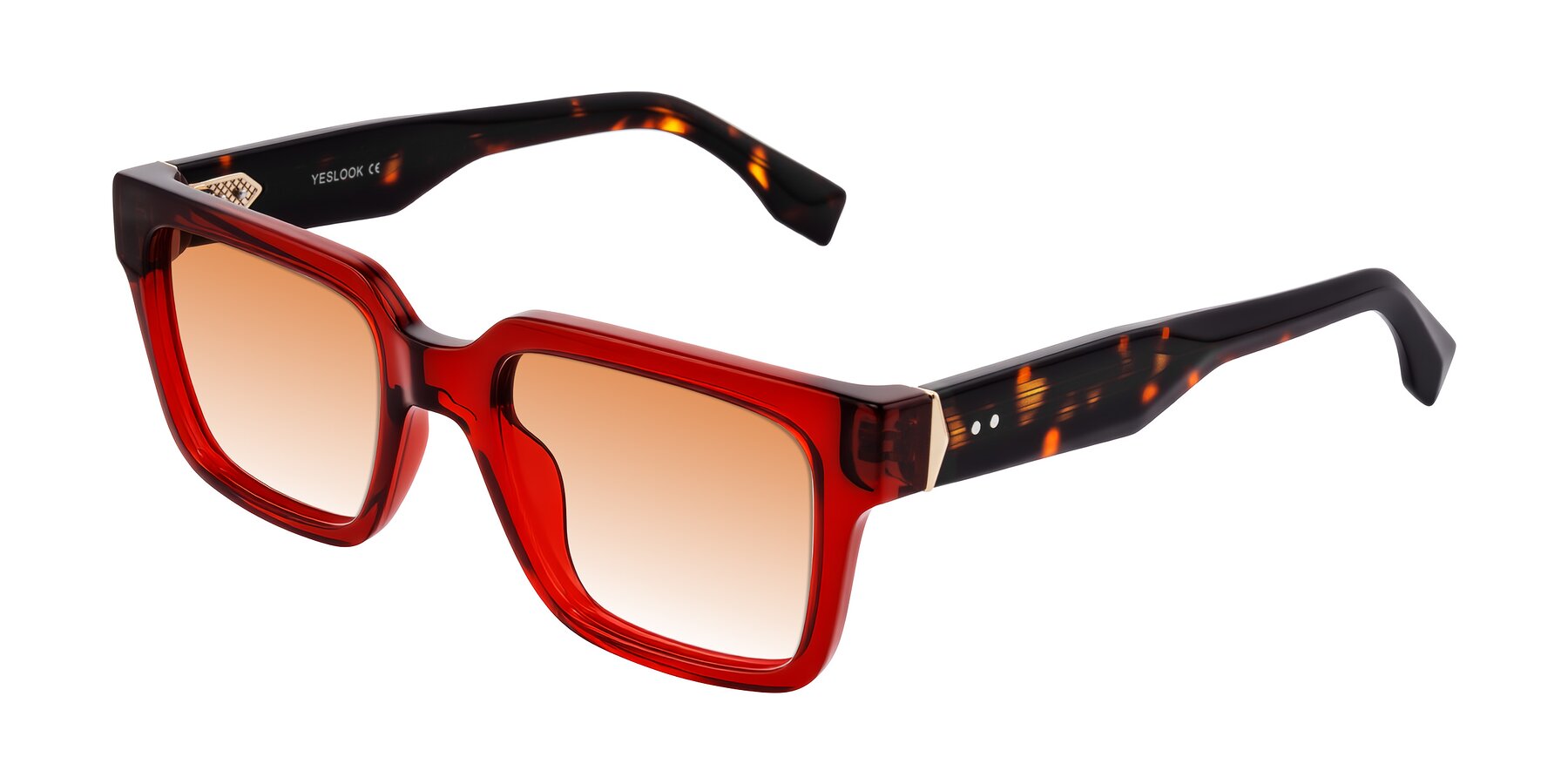 Angle of Nimble in Wine/Tortoise with Orange Gradient Lenses