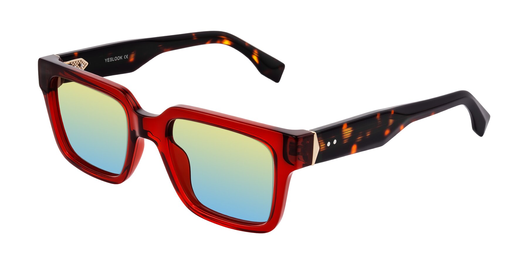 Angle of Nimble in Wine/Tortoise with Yellow / Blue Gradient Lenses