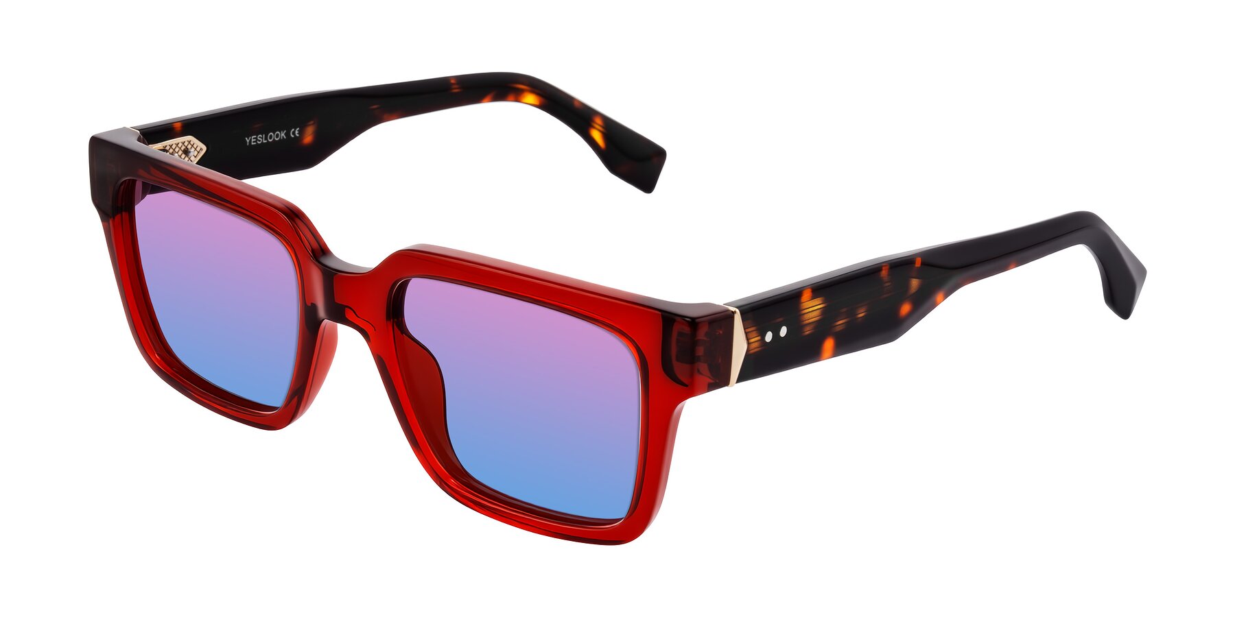 Angle of Nimble in Wine/Tortoise with Pink / Blue Gradient Lenses