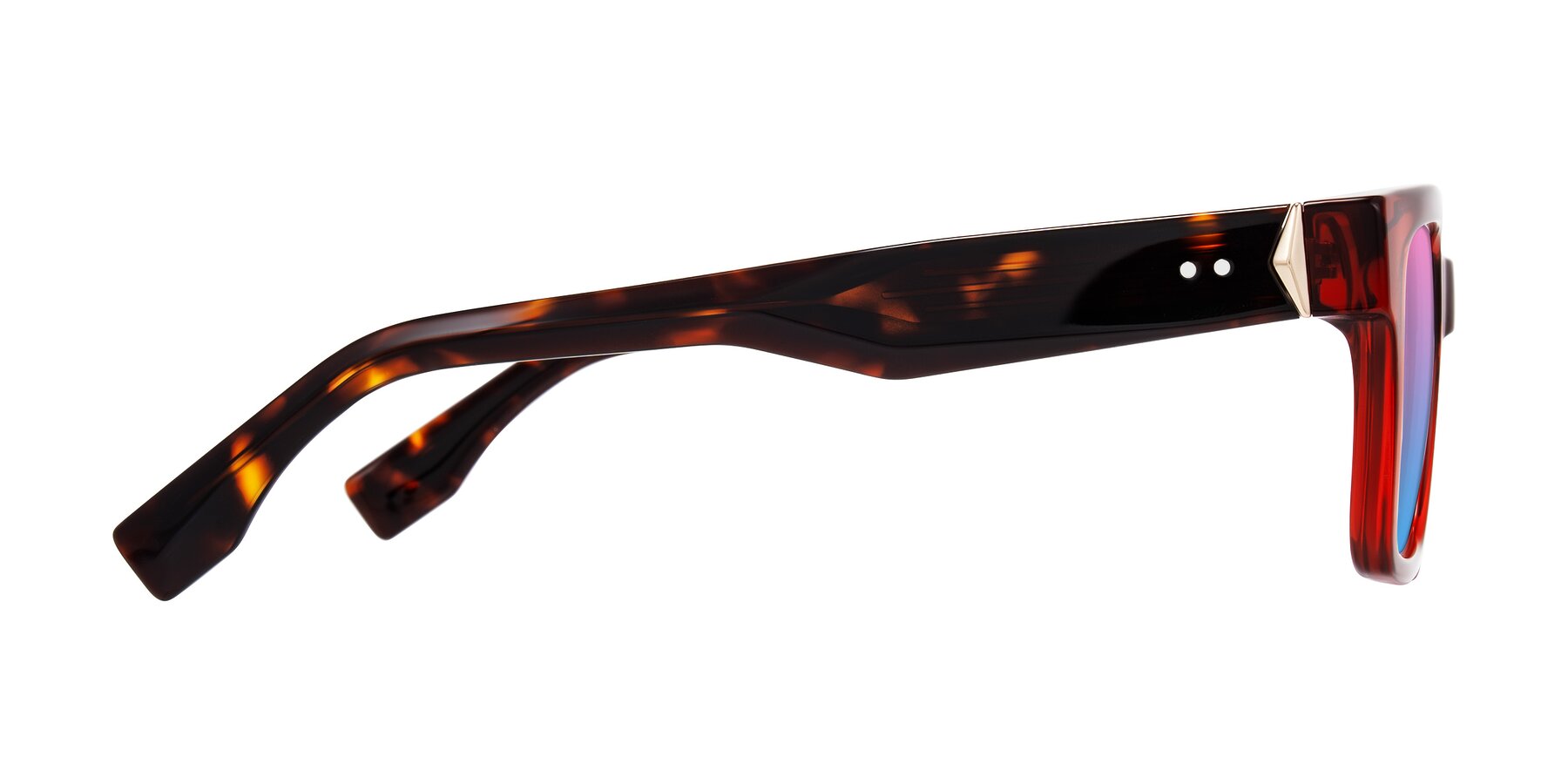 Side of Nimble in Wine/Tortoise with Pink / Blue Gradient Lenses