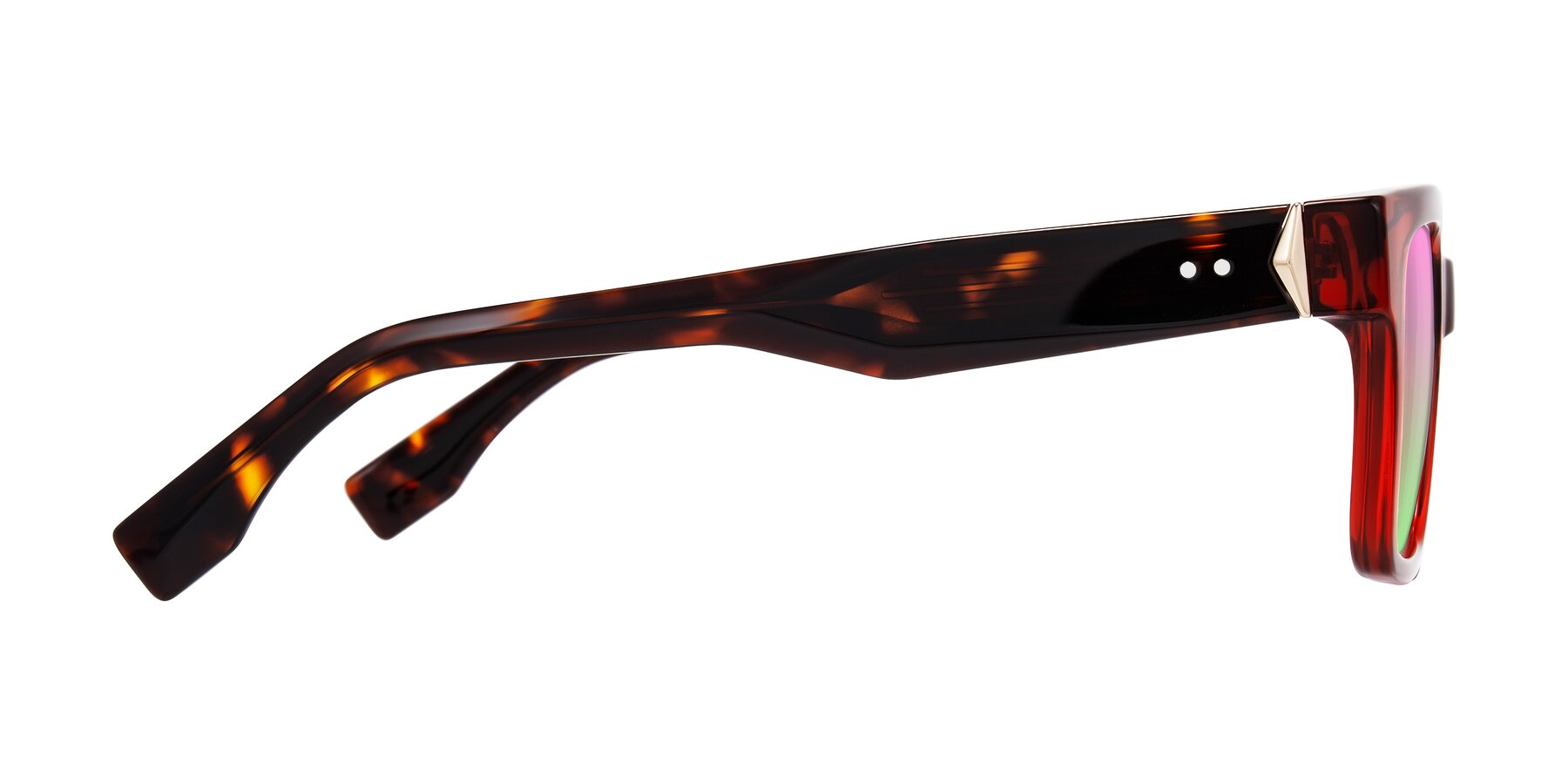 Side of Nimble in Wine/Tortoise with Pink / Green Gradient Lenses