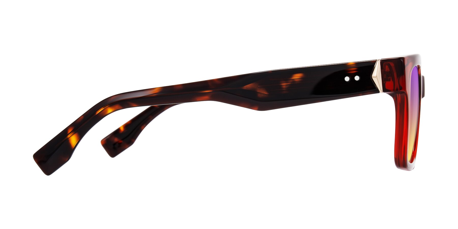 Side of Nimble in Wine/Tortoise with Purple / Yellow Gradient Lenses