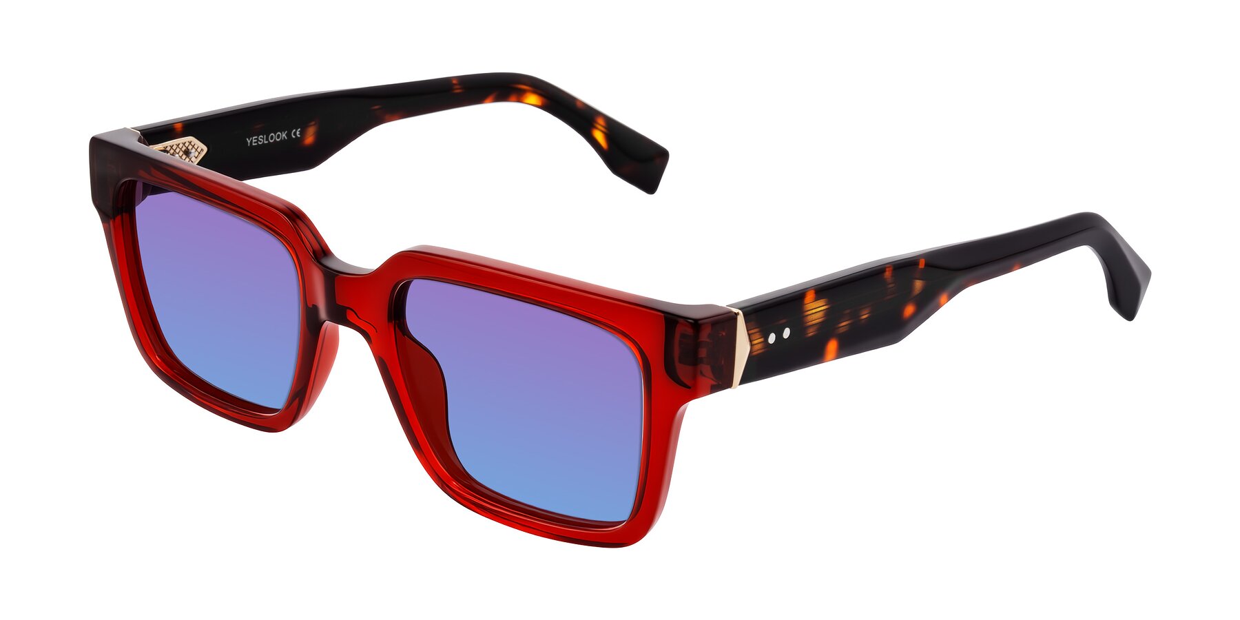 Angle of Nimble in Wine/Tortoise with Purple / Blue Gradient Lenses