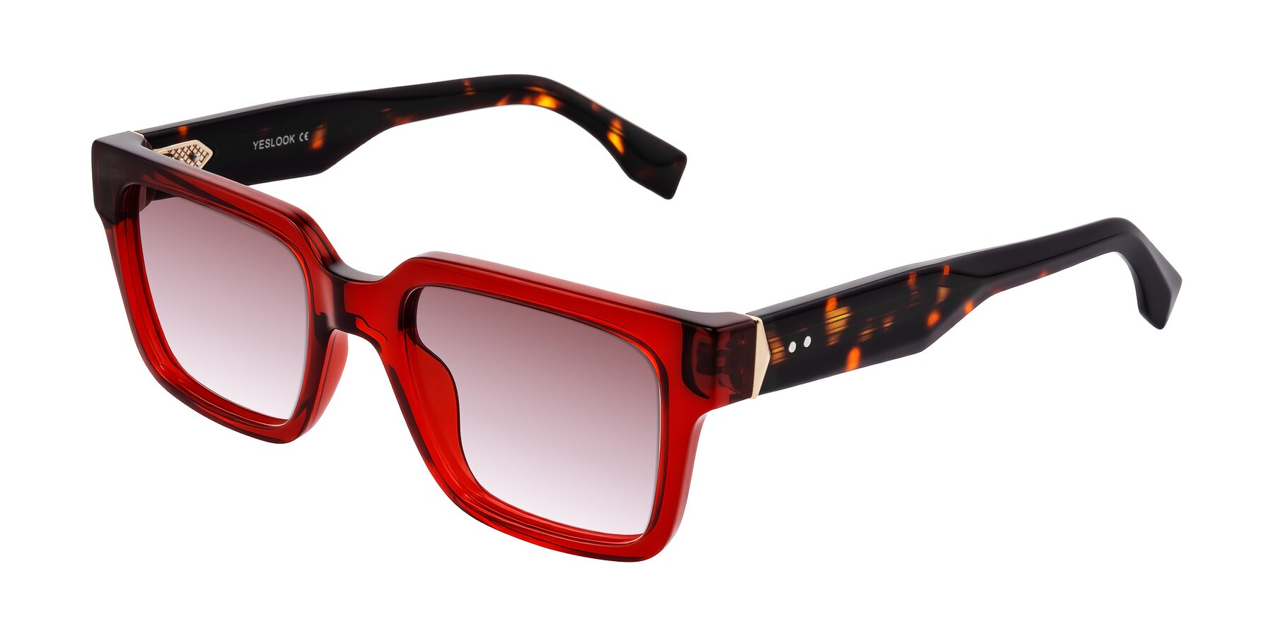 Angle of Nimble in Wine/Tortoise with Garnet Gradient Lenses