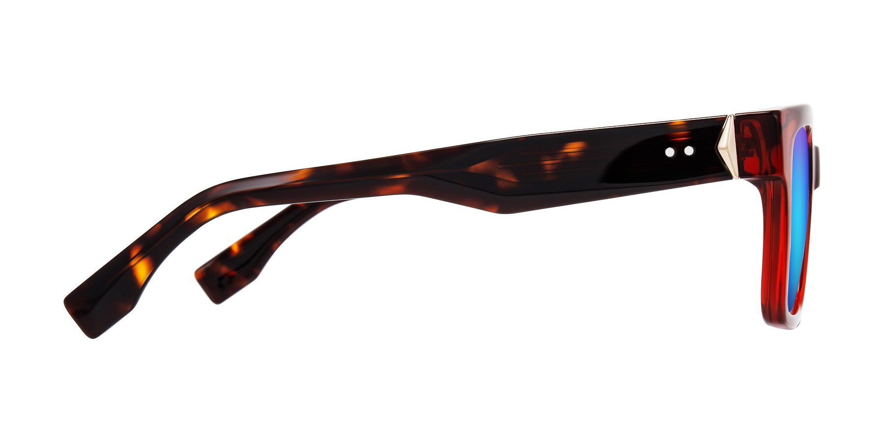 Side of Nimble in Wine/Tortoise with Blue Mirrored Lenses