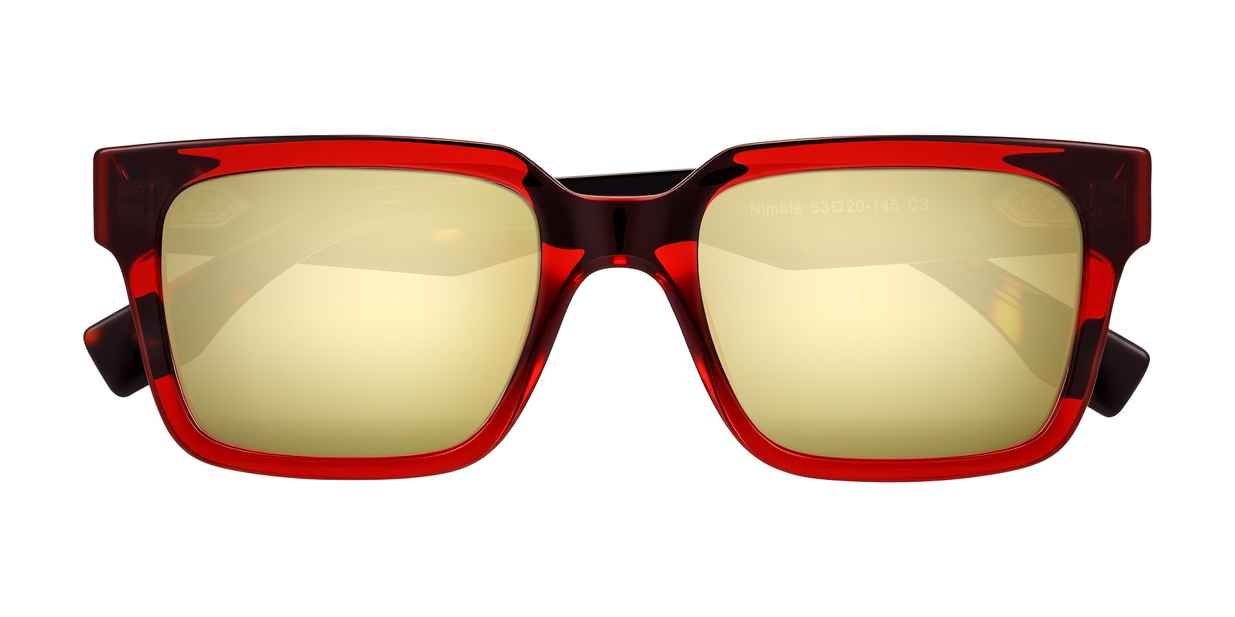 Folded Front of Nimble in Wine/Tortoise with Gold Mirrored Lenses