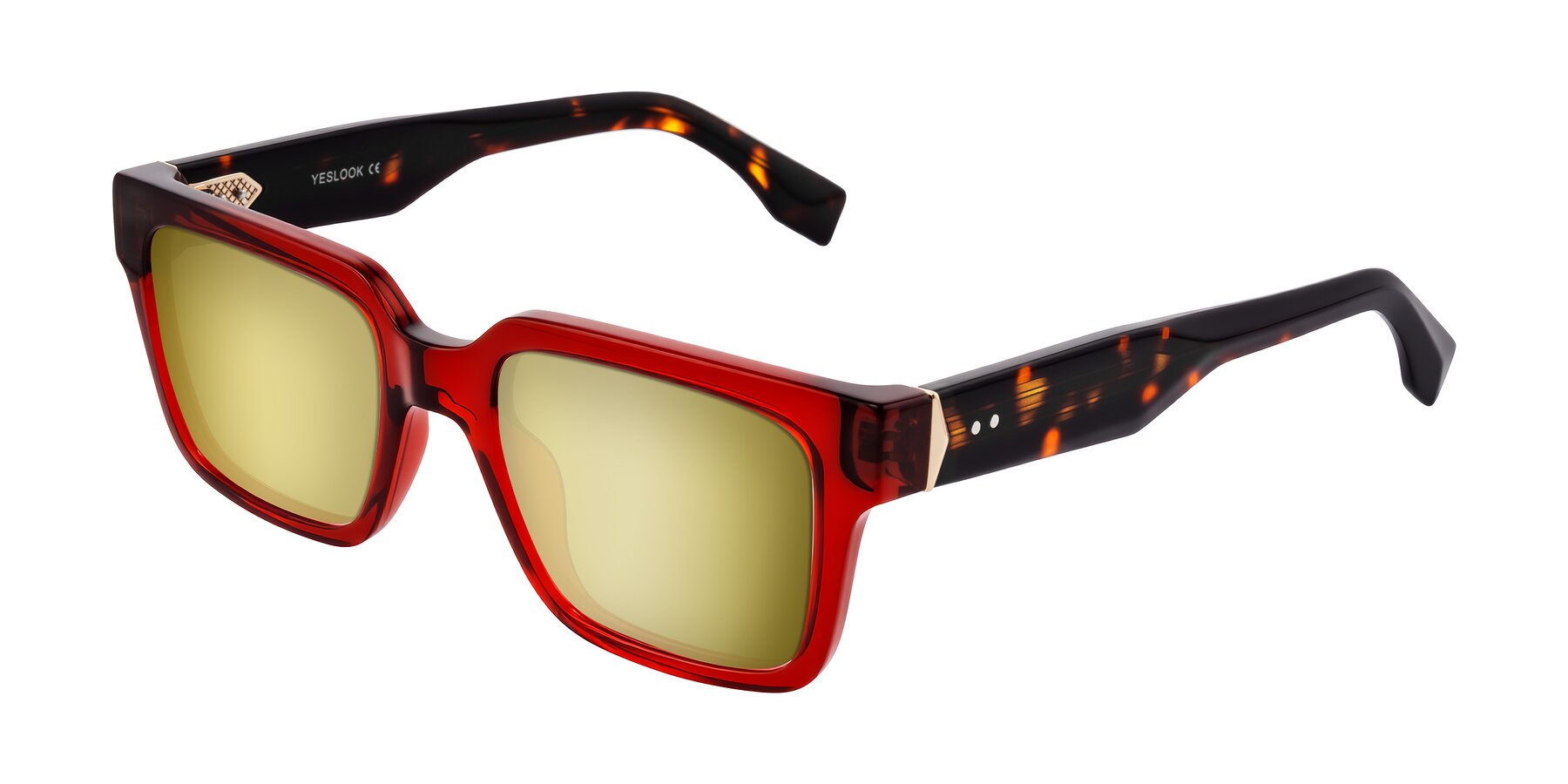 Angle of Nimble in Wine/Tortoise with Gold Mirrored Lenses