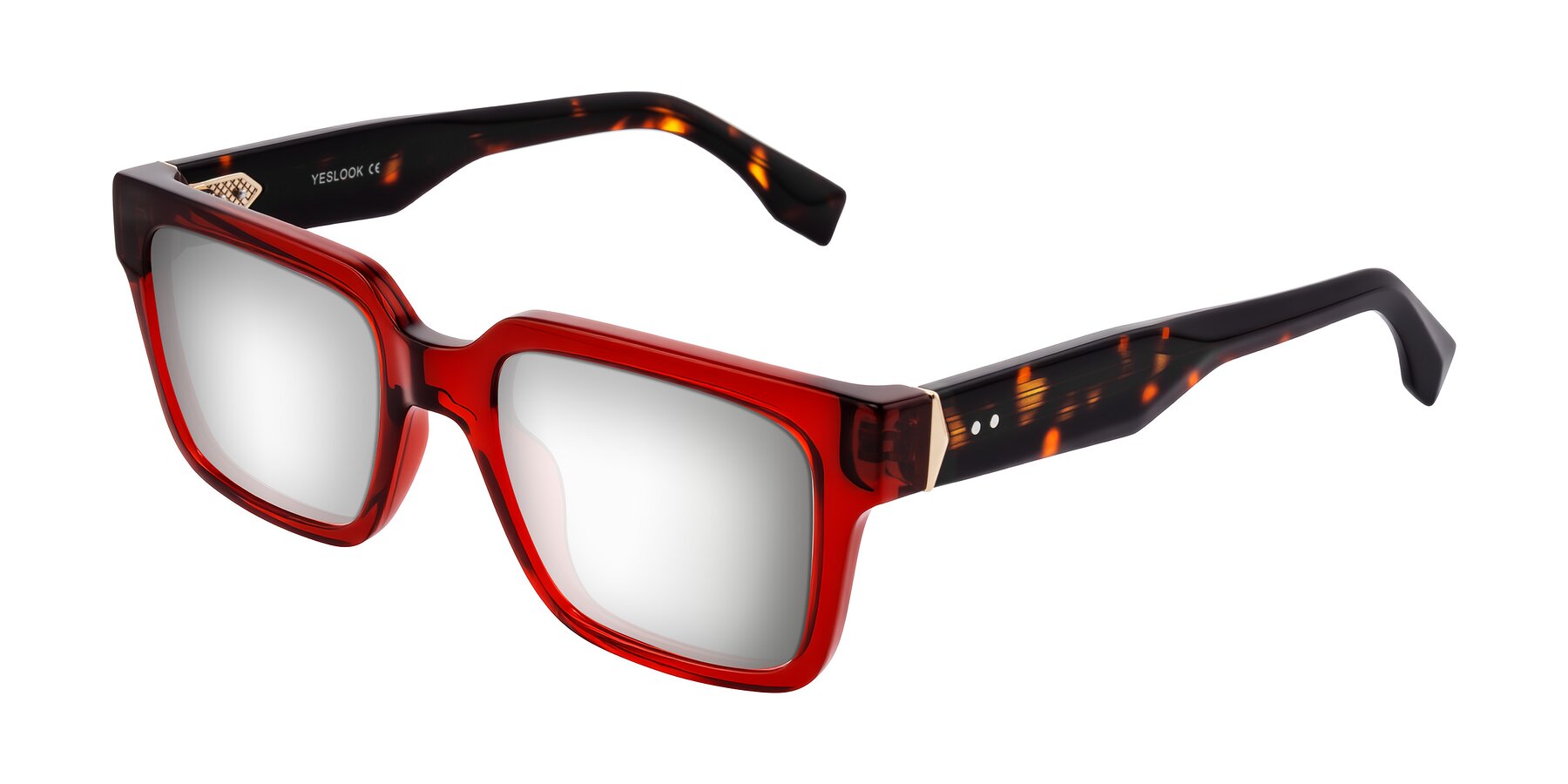 Angle of Nimble in Wine/Tortoise with Silver Mirrored Lenses