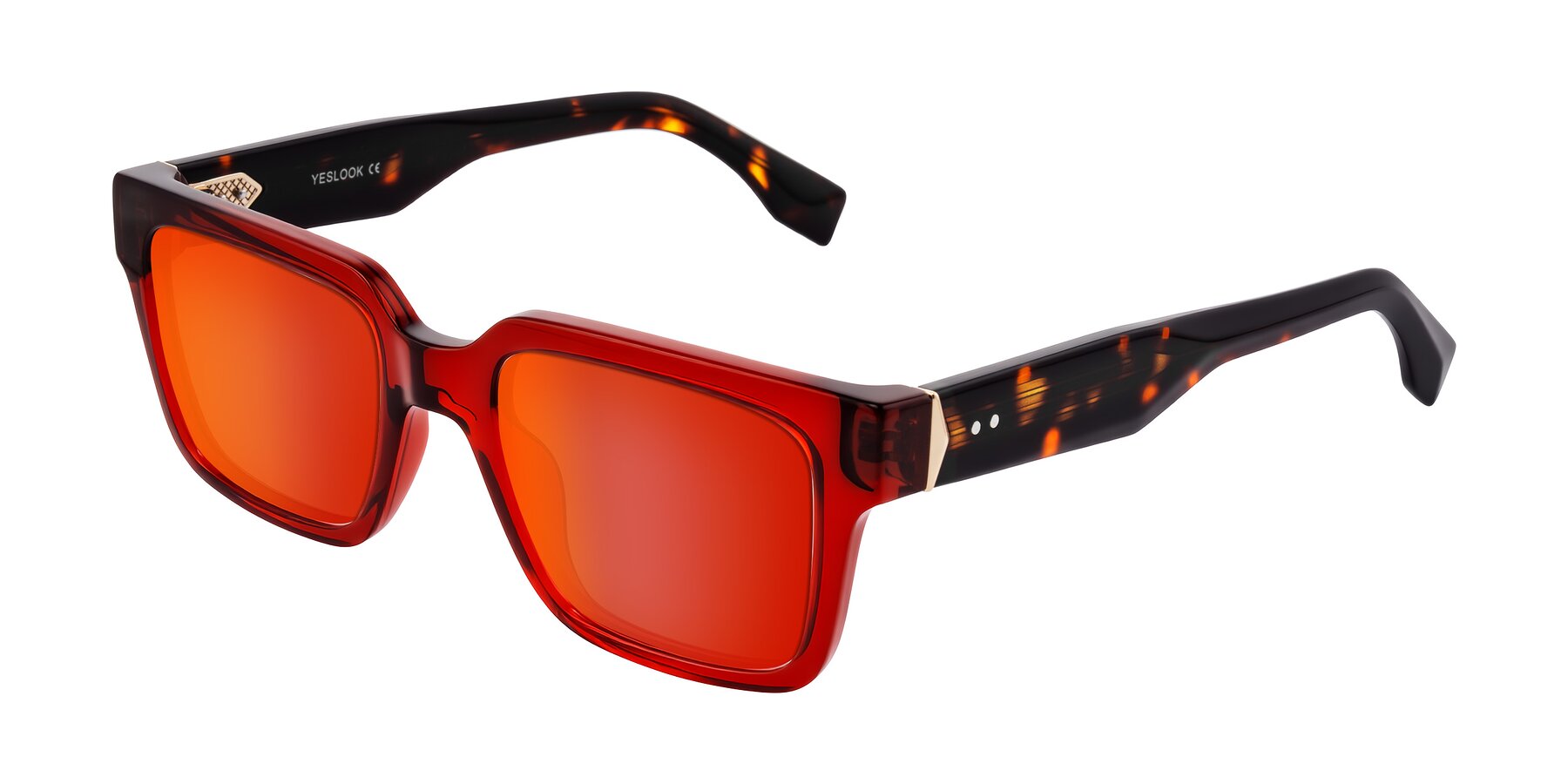 Angle of Nimble in Wine/Tortoise with Red Gold Mirrored Lenses