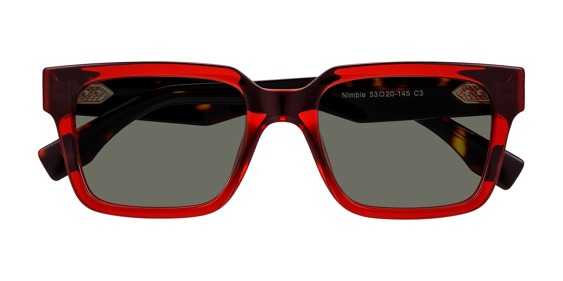 Folded Front of Nimble in Wine/Tortoise with Gray Polarized Lenses