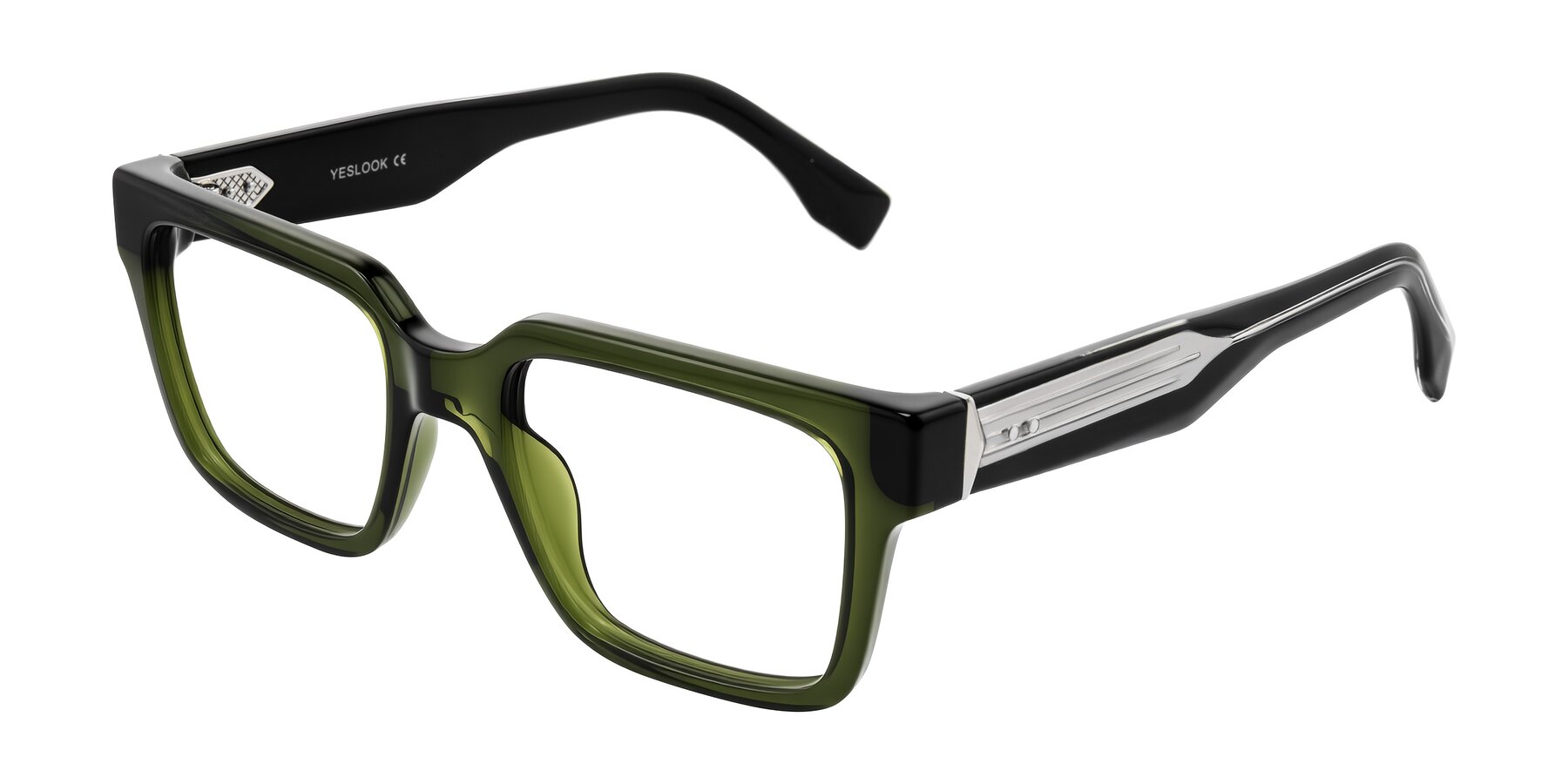Angle of Nimble in Dark Green with Clear Eyeglass Lenses
