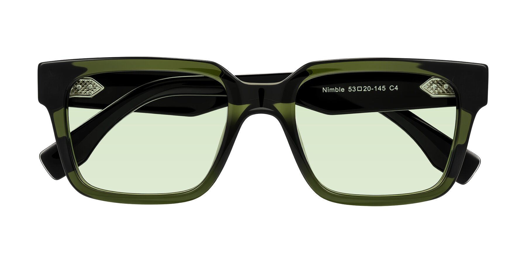Folded Front of Nimble in Dark Green with Light Green Tinted Lenses