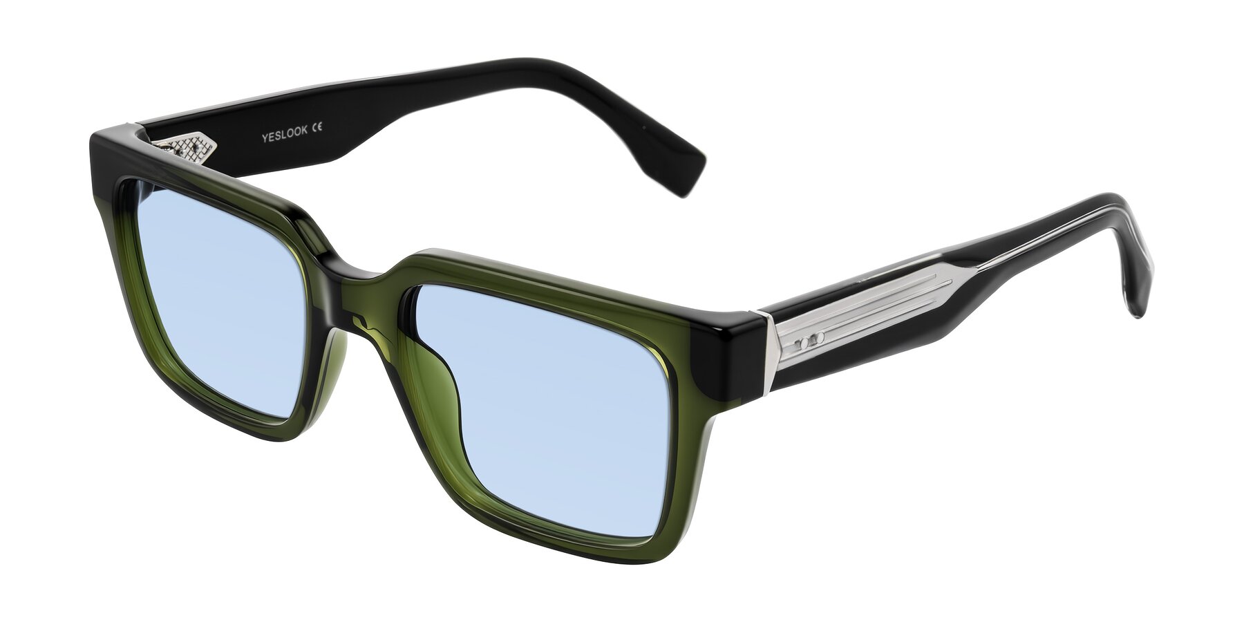 Angle of Nimble in Dark Green with Light Blue Tinted Lenses