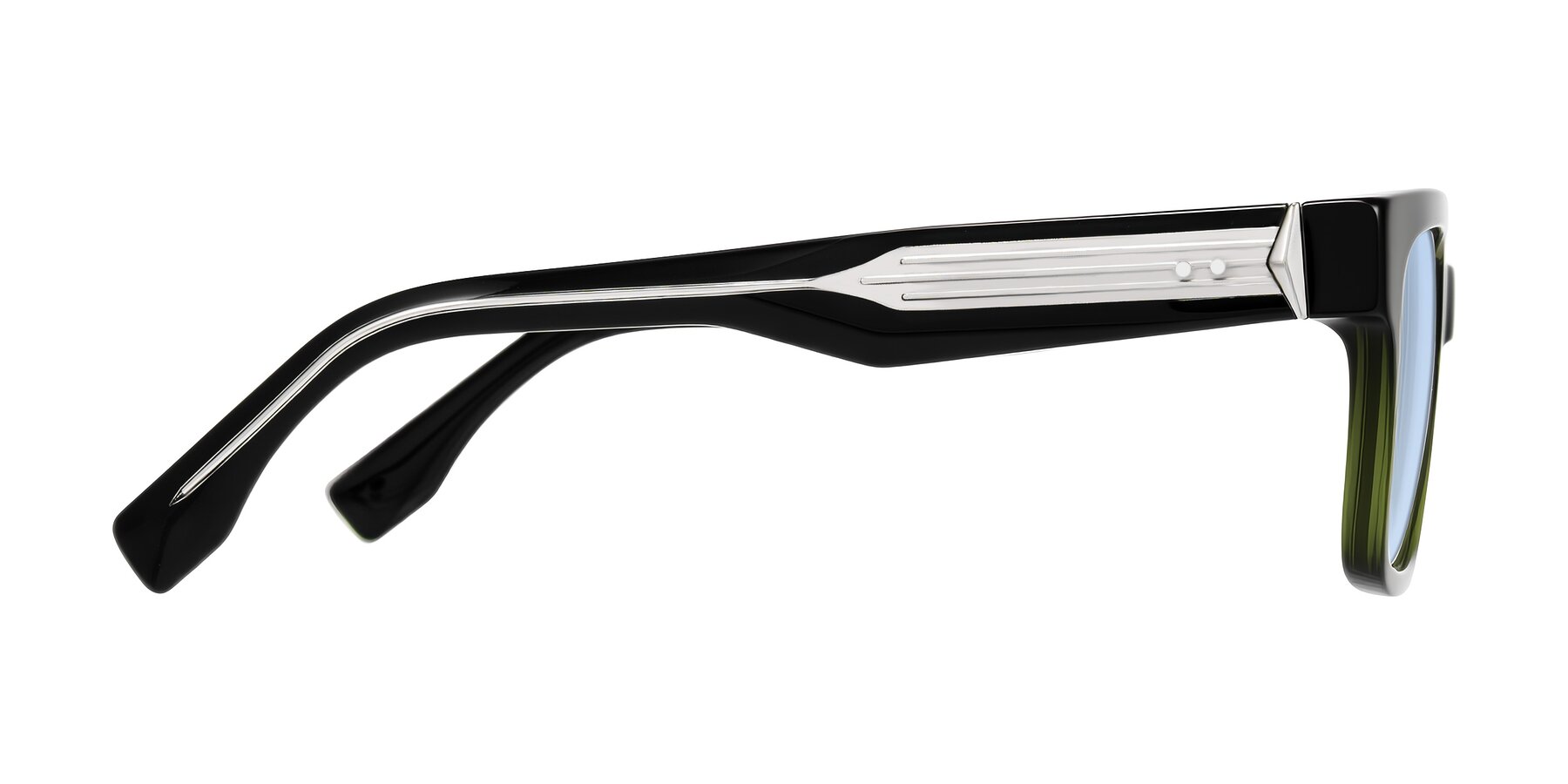 Side of Nimble in Dark Green with Light Blue Tinted Lenses